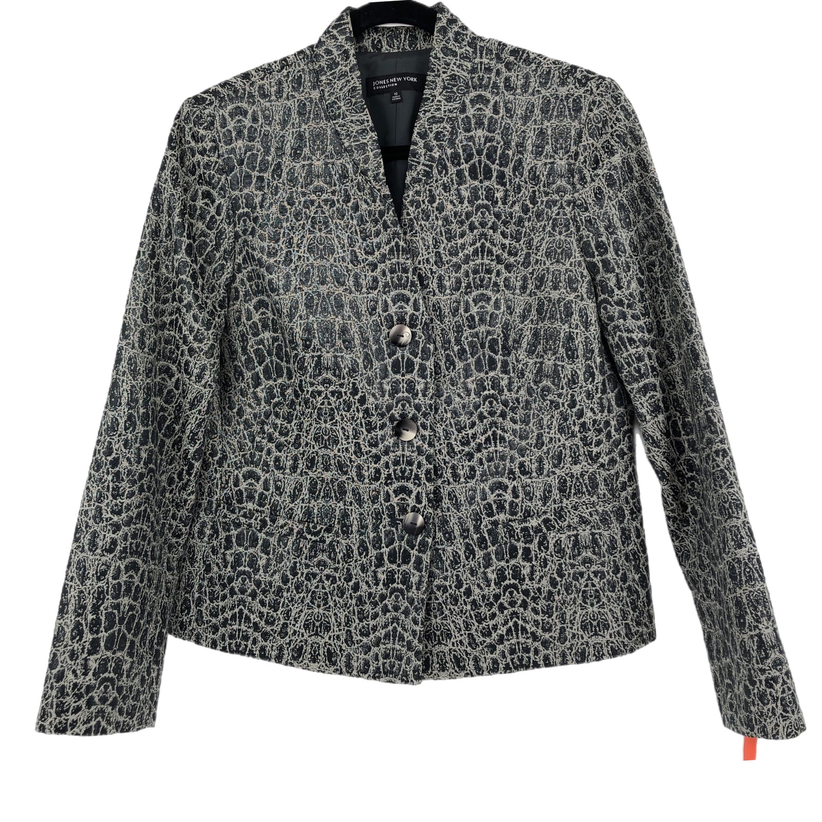 Jones New York Black and White Printed Blazer