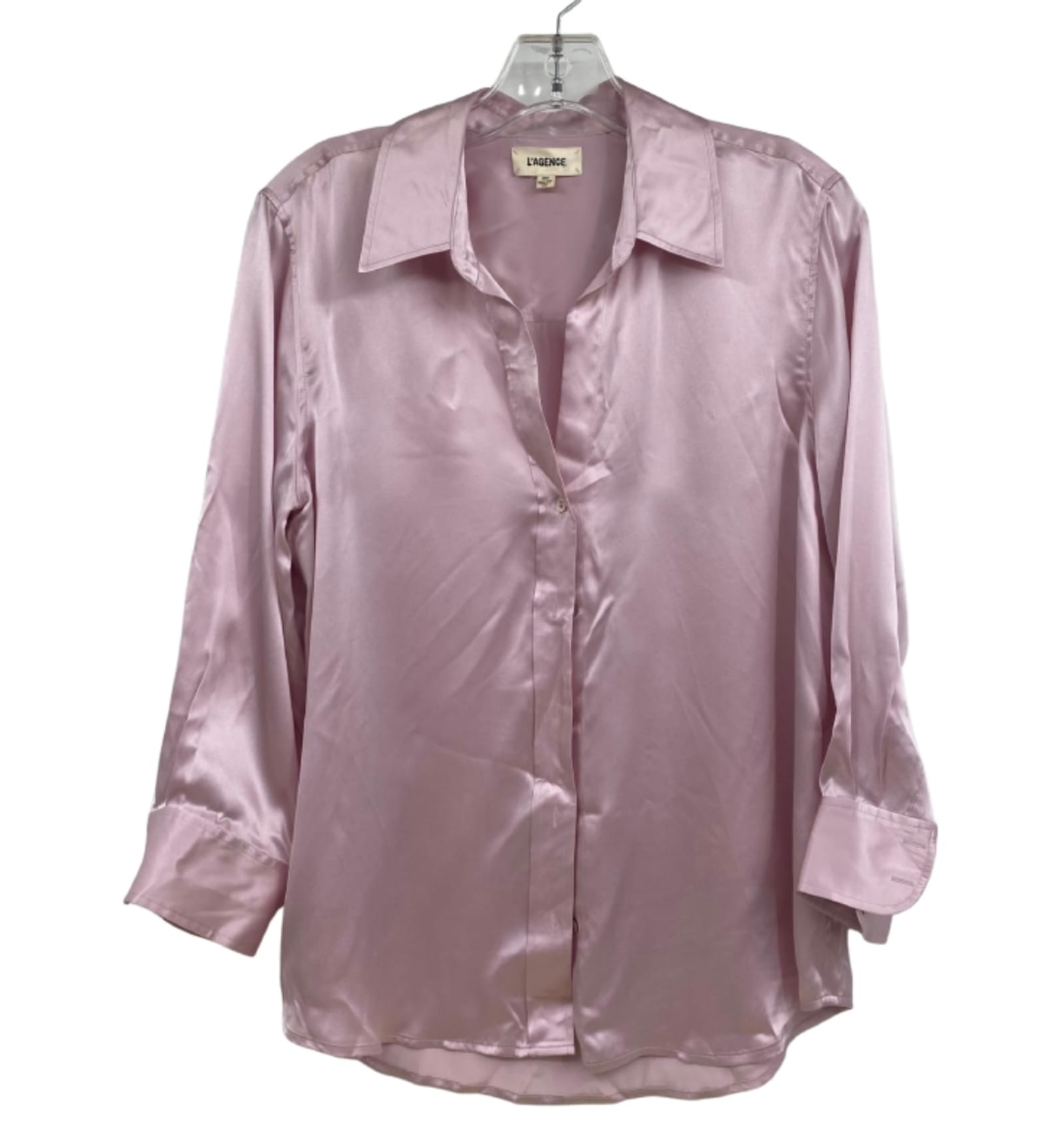 L’agence Pink Silk Button-Up Blouse
