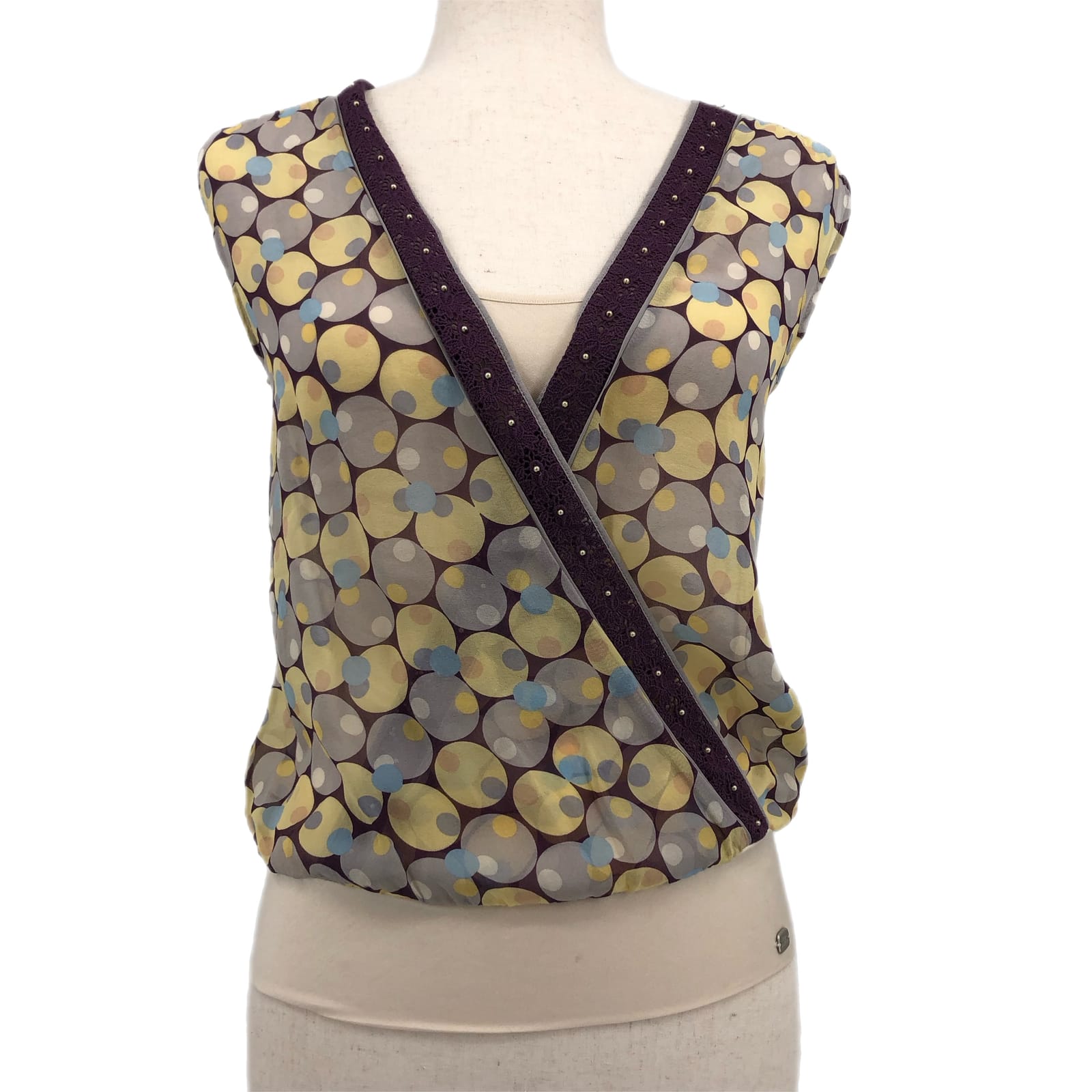 Ted Baker Yellow & Purple Geometric Camisole Blouse