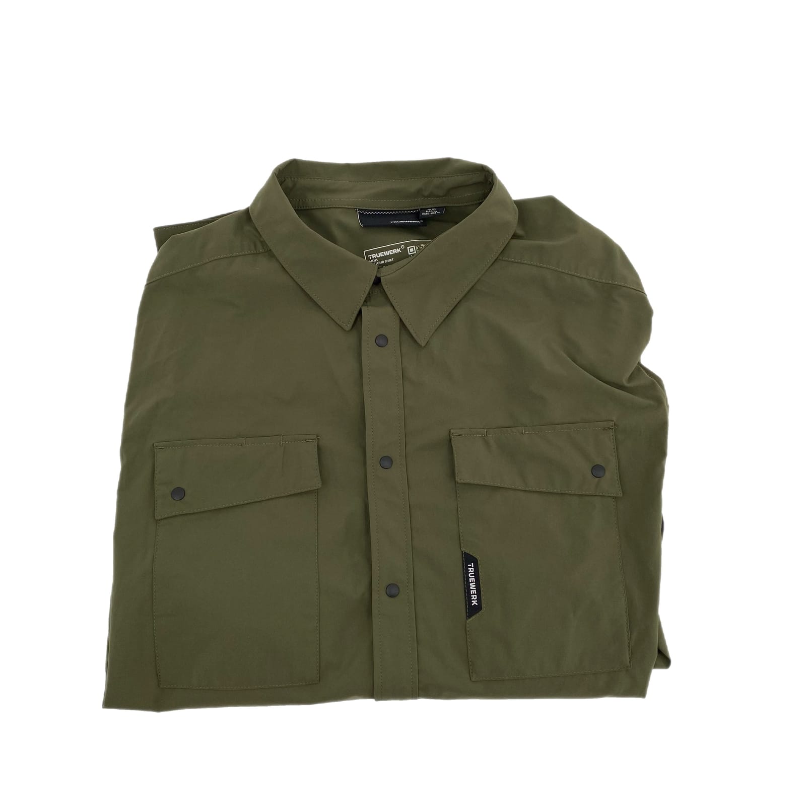 Men's Green Button-Up Long Sleeve Canvas Shirt