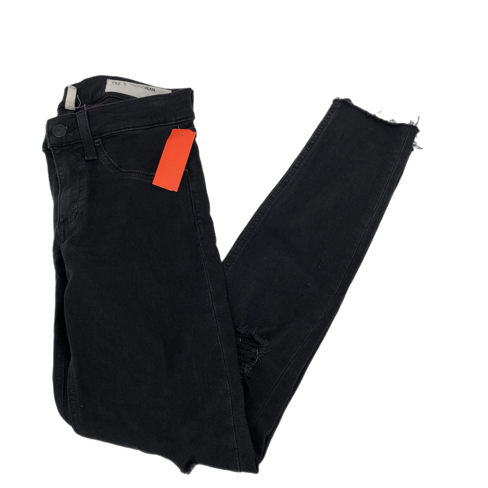 rag & bone Black Distressed Straight Leg Jeans