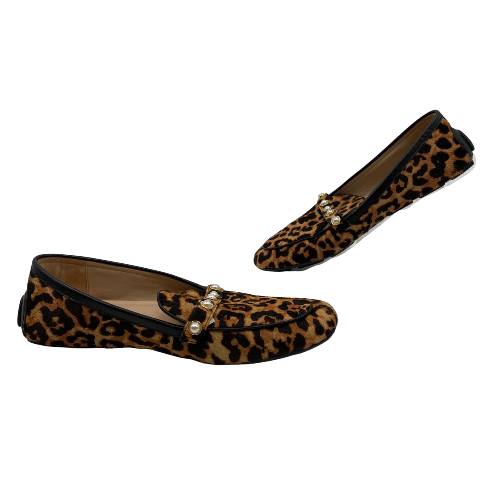 Stuart Weitzman Black Animal Print Leather Loafers