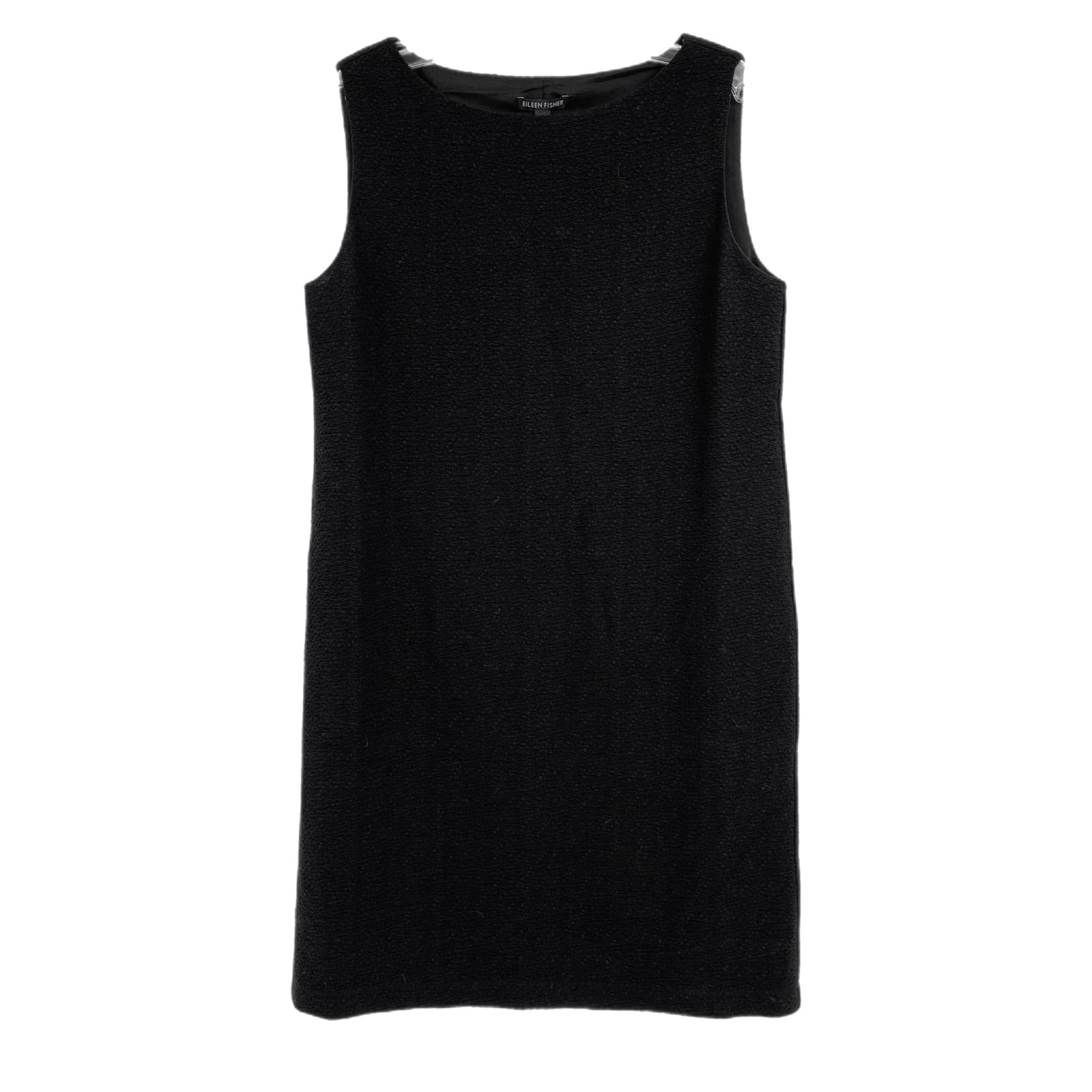 Eileen Fisher Black Bateau Textured Mini Dress
