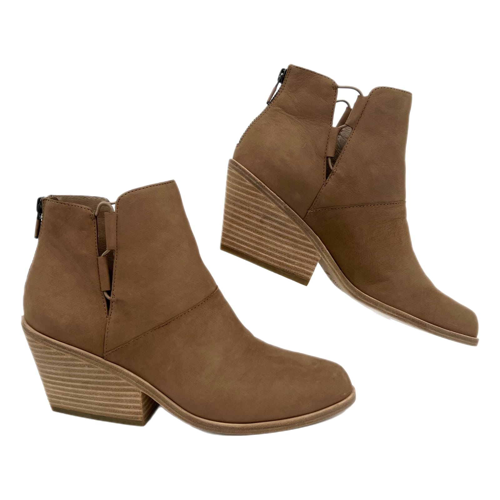 Eileen Fisher Tan Block Heel Ankle Boots