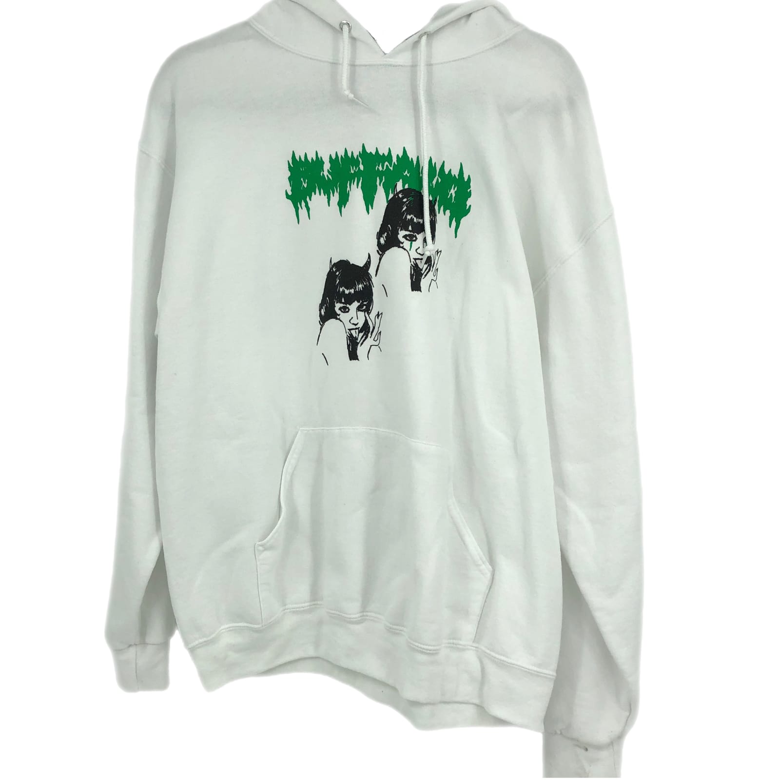 White/Black Graphic Pullover Sweatshirt