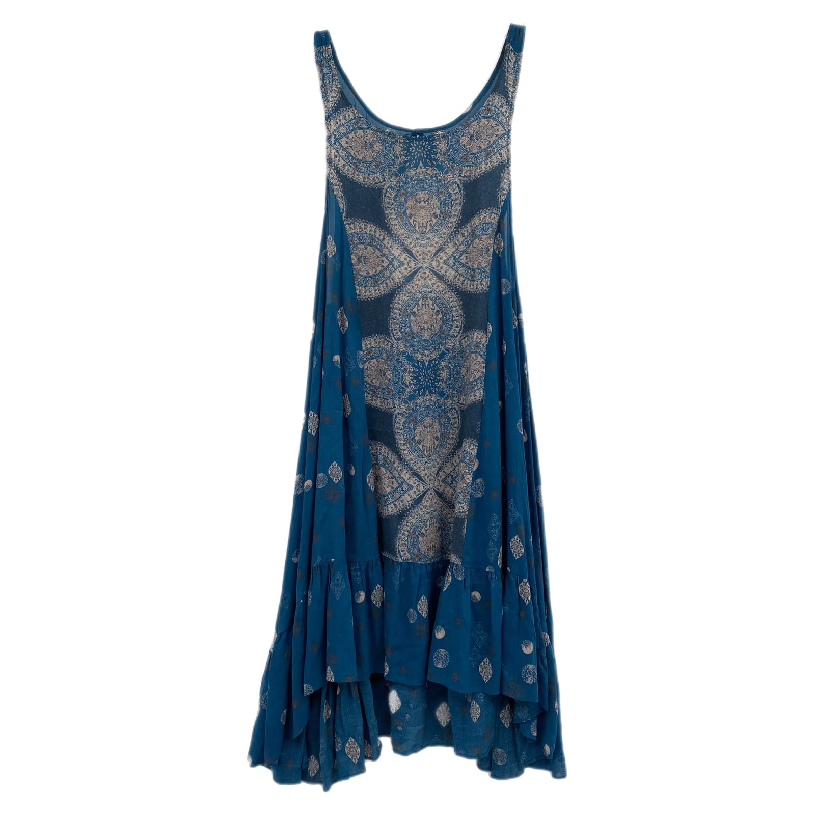 Free People Blue Sleeveless Boho Swing Mini Dress
