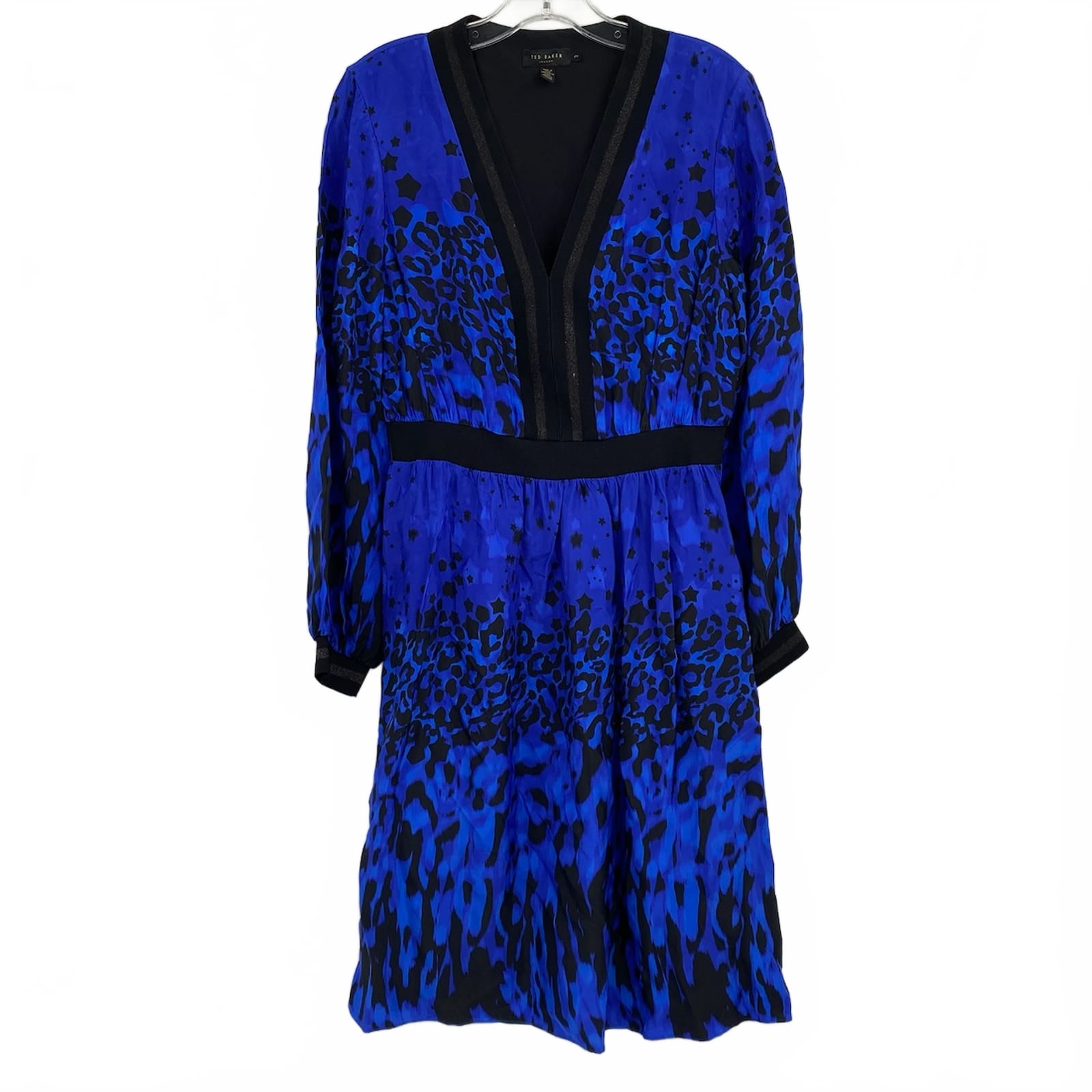 Ted Baker Blue Black Leopard Star Print Dress