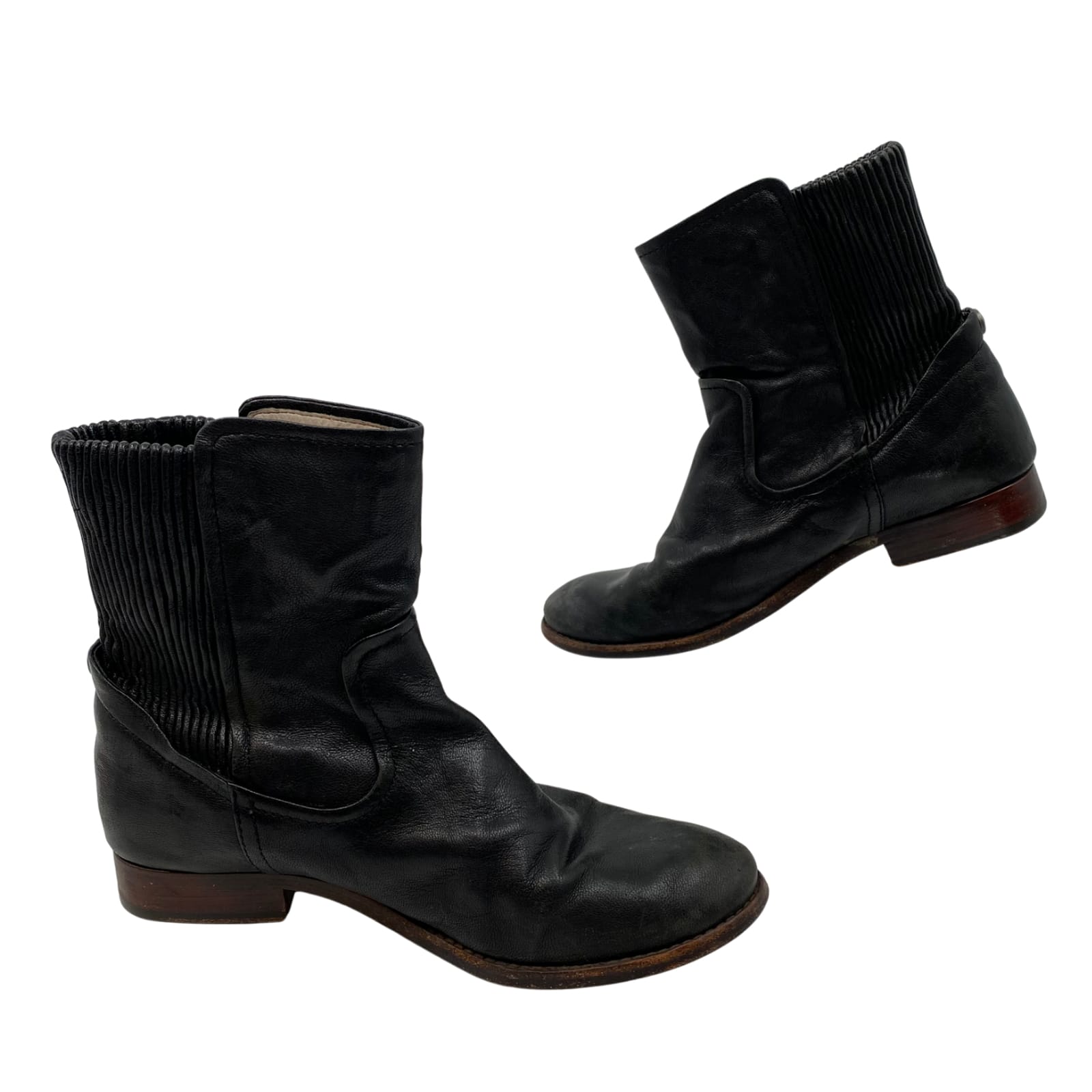 Frye Black Leather Ankle Booties