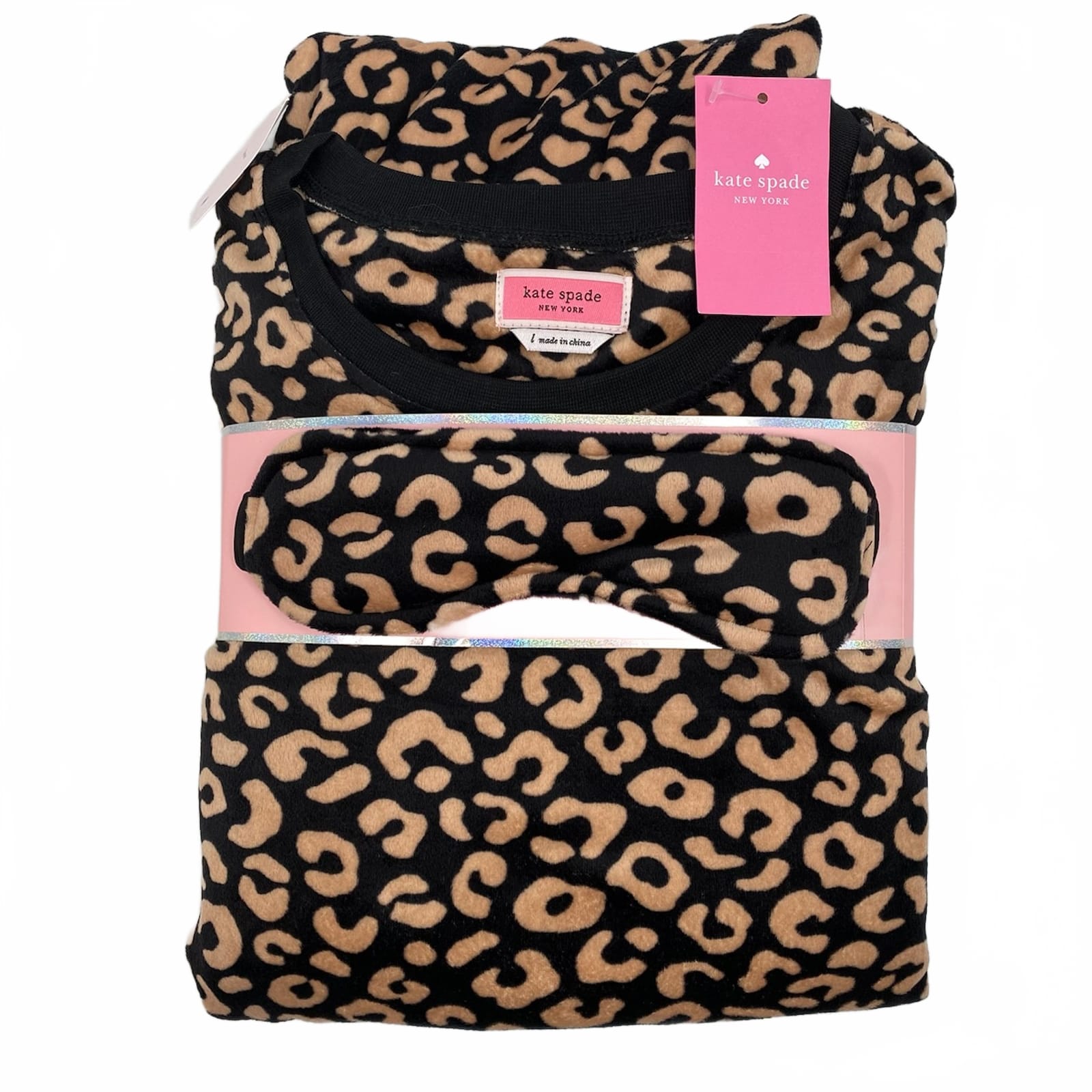 Kate Spade Black Tan Leopard Print Pajama Set