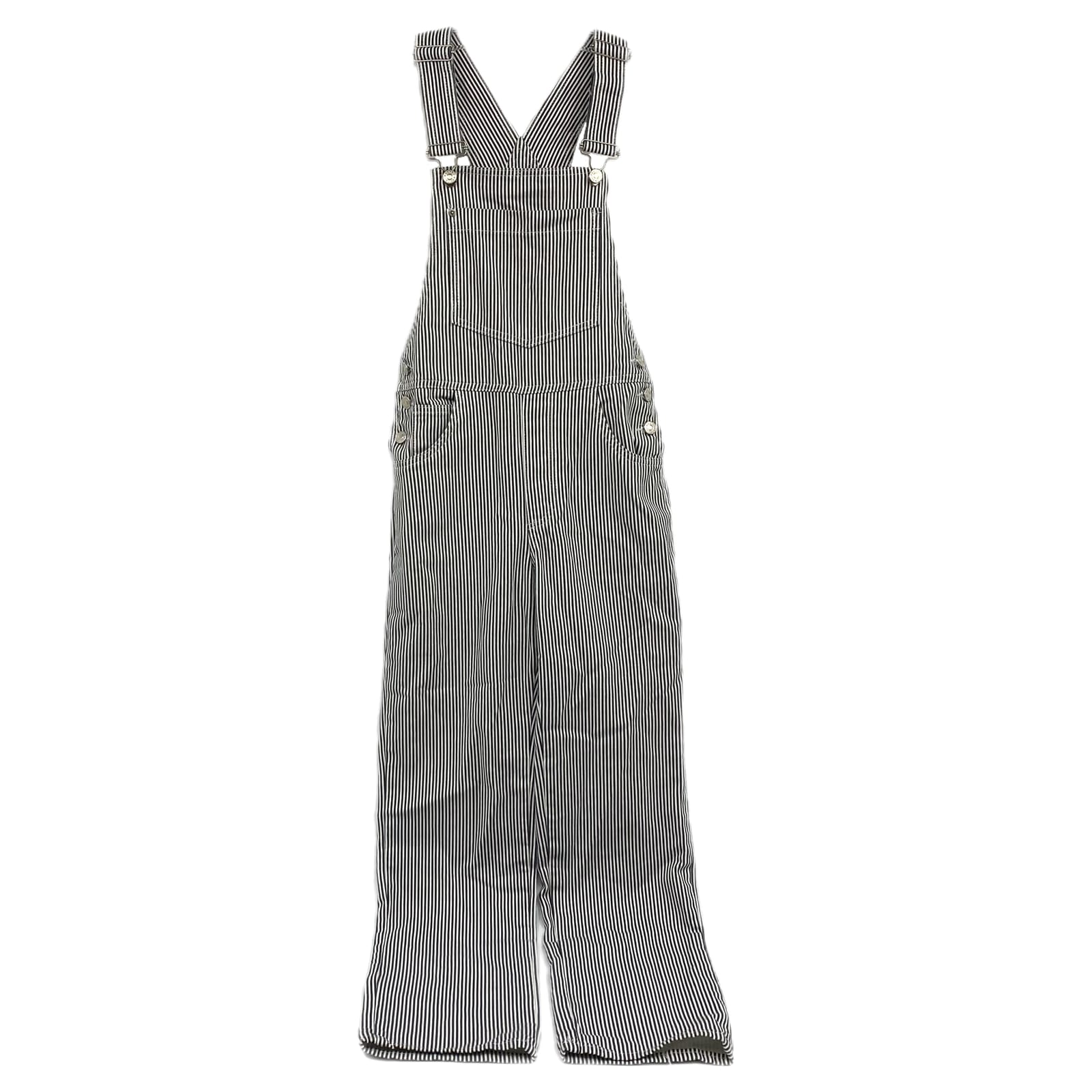 Mango Black White Striped Overalls