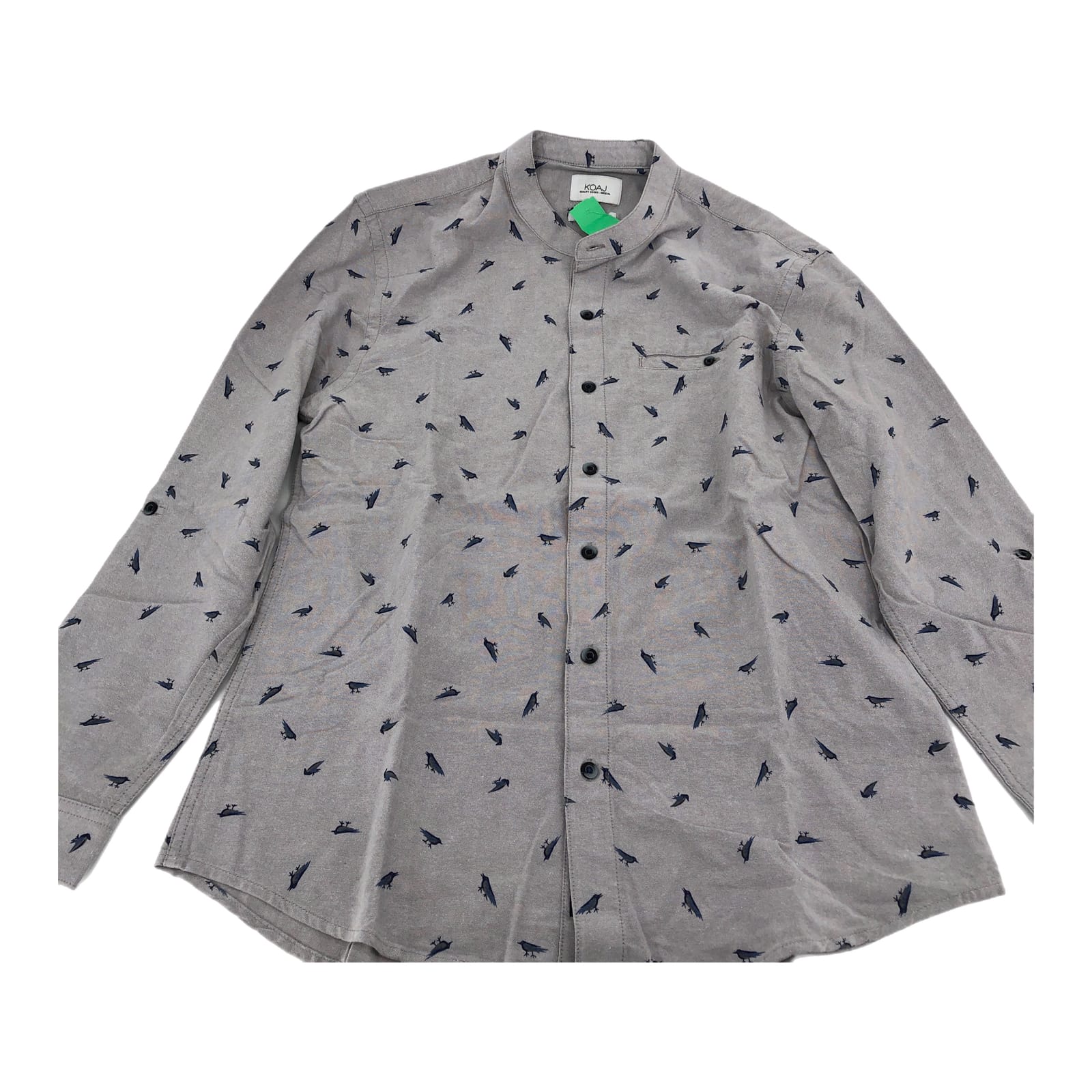 Blue & Gray Bird Print Shirt