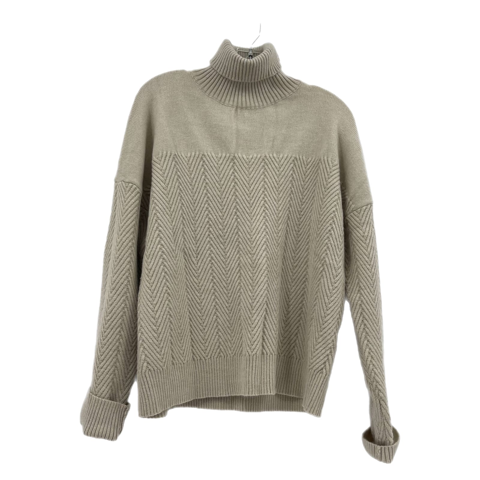 Chic Cream & Tan Turtleneck Sweater