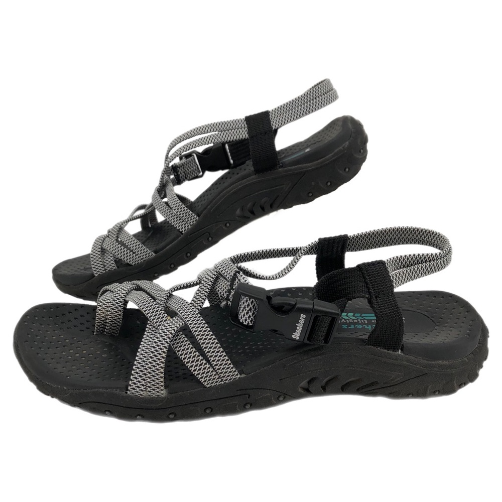 Skechers Black and White Breathable Rubber Sandals