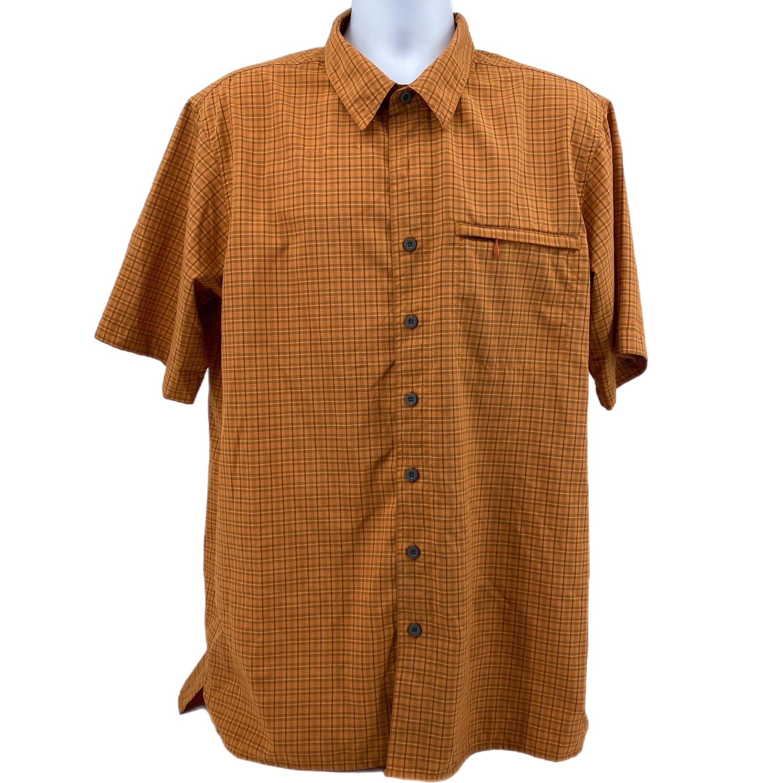 Eddie Bauer Orange Plaid Short Sleeve Button-Up Shirt