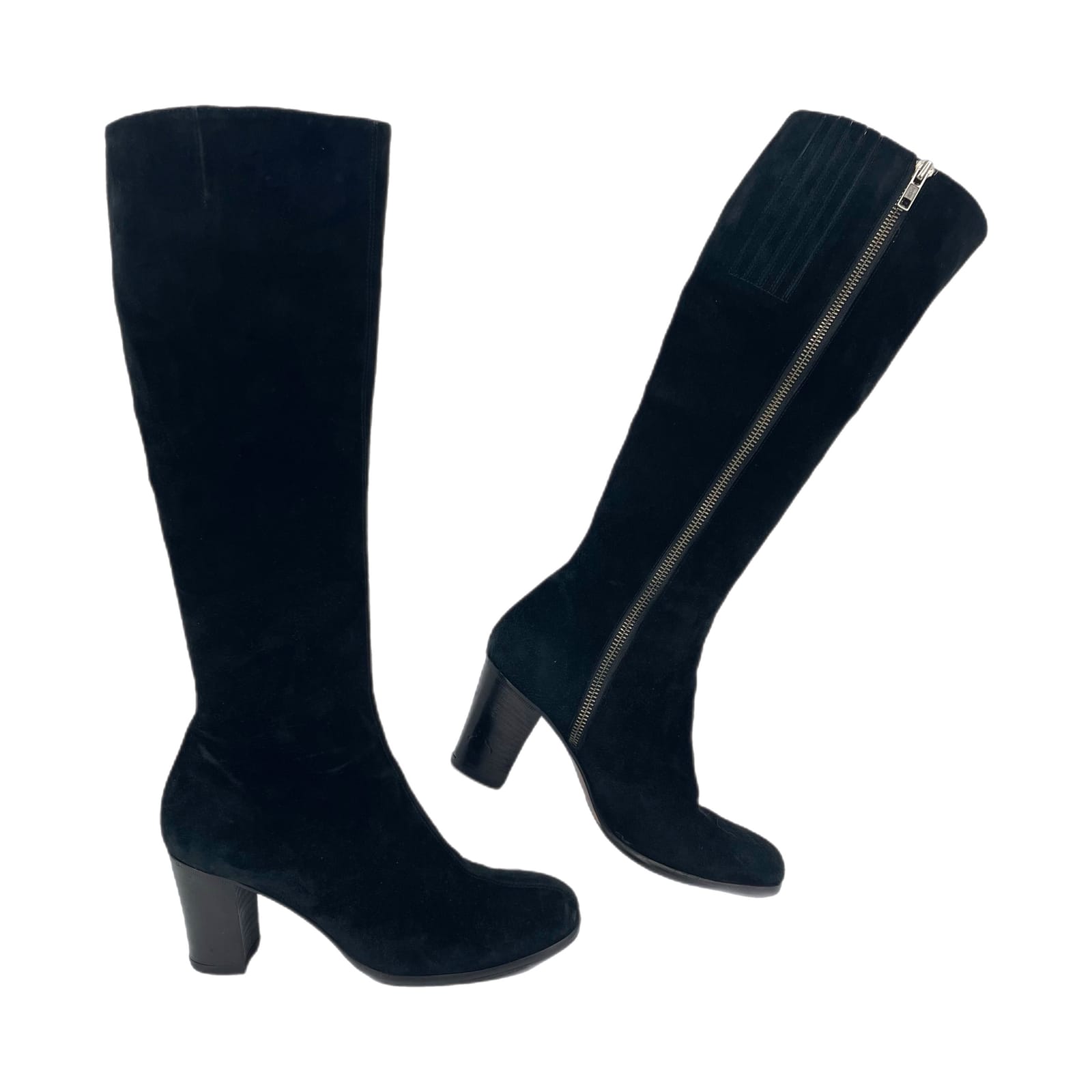 Varda Black Knee High Suede Boots