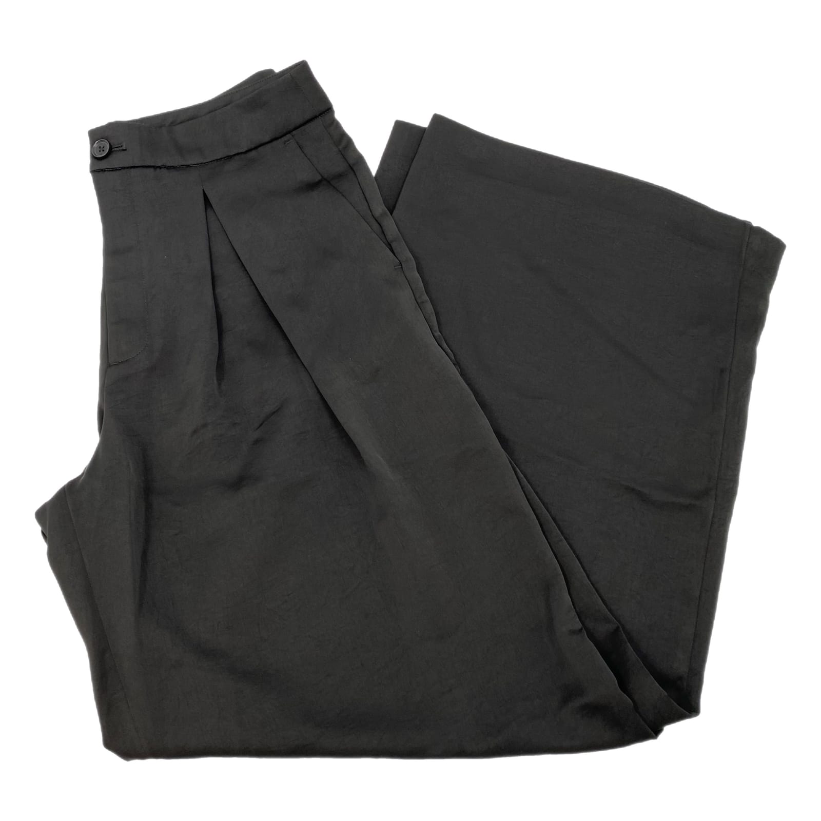 Banana Republic Black Satin Wide-Leg Trousers