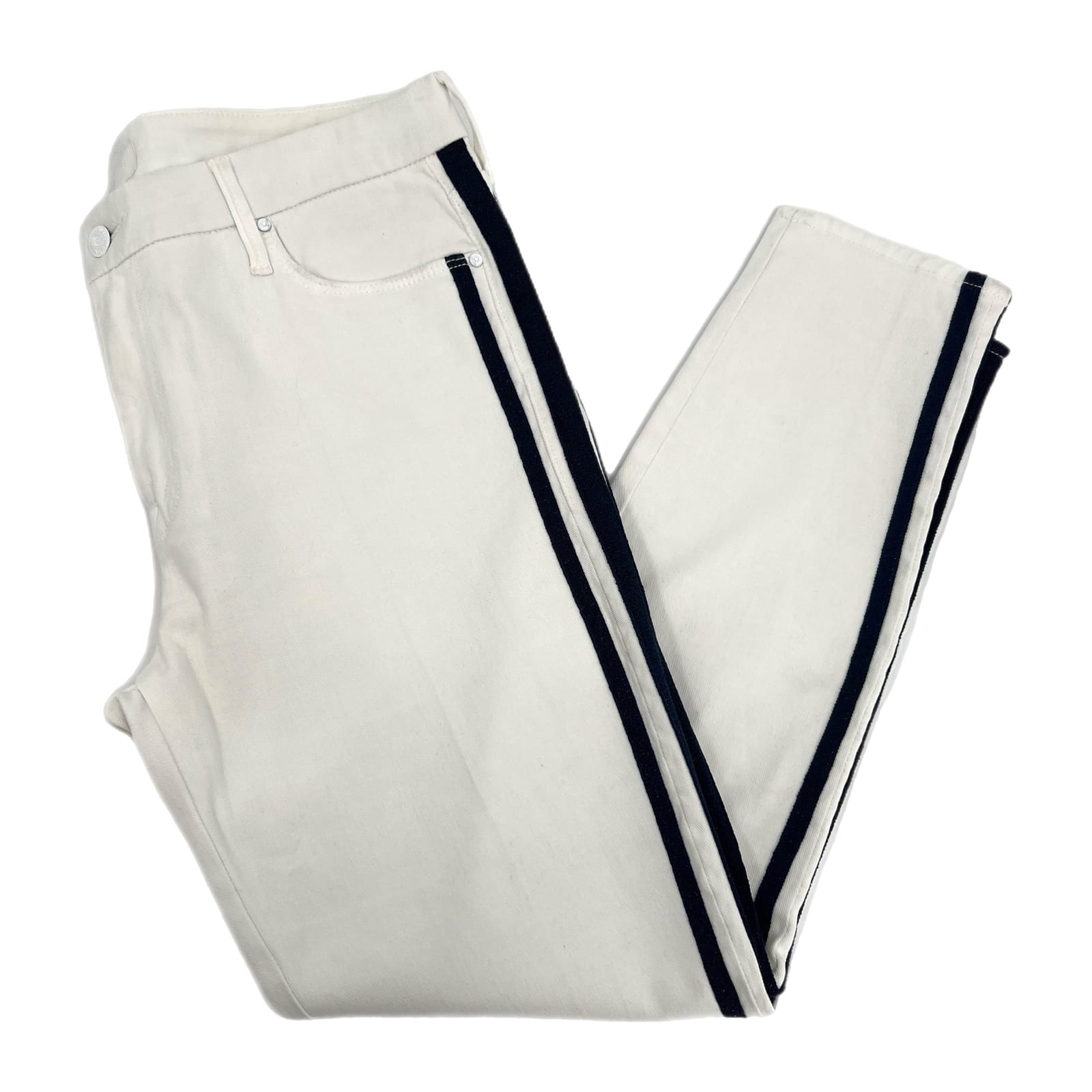 MOTHER White Blue Side Stripe Looker Racer Jeans