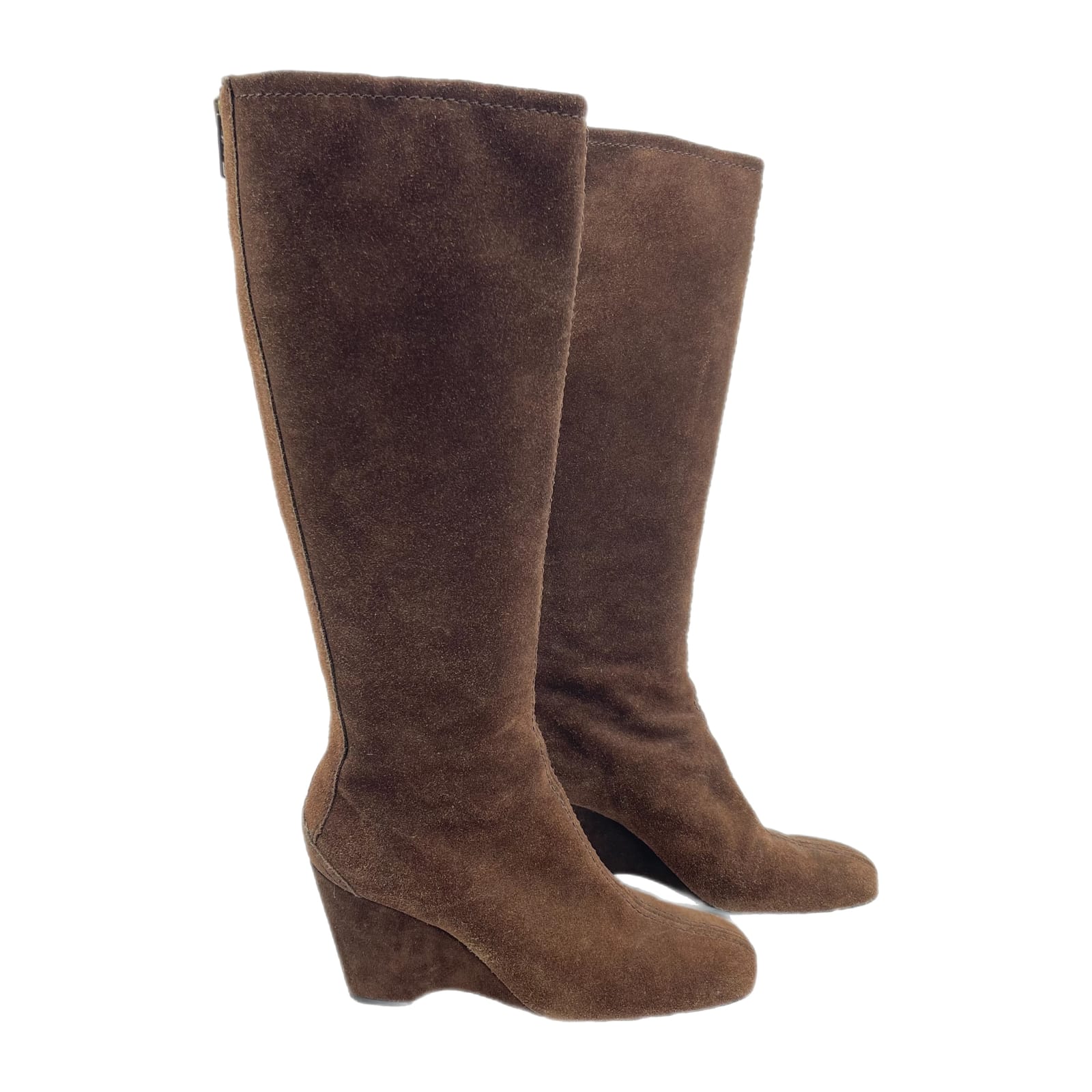 Franco Sarto Brown Suede Heeled Boots