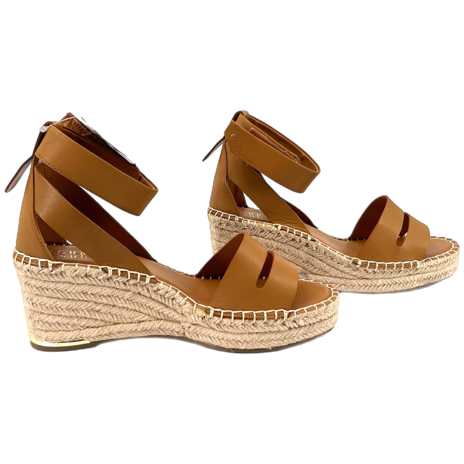 Franco Sarto Brown/White Ankle Strap Platform Heels