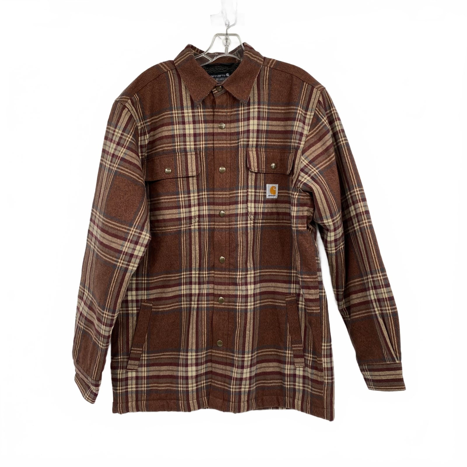 Carhartt Brown Plaid Sherpa-Lined Cotton Jacket