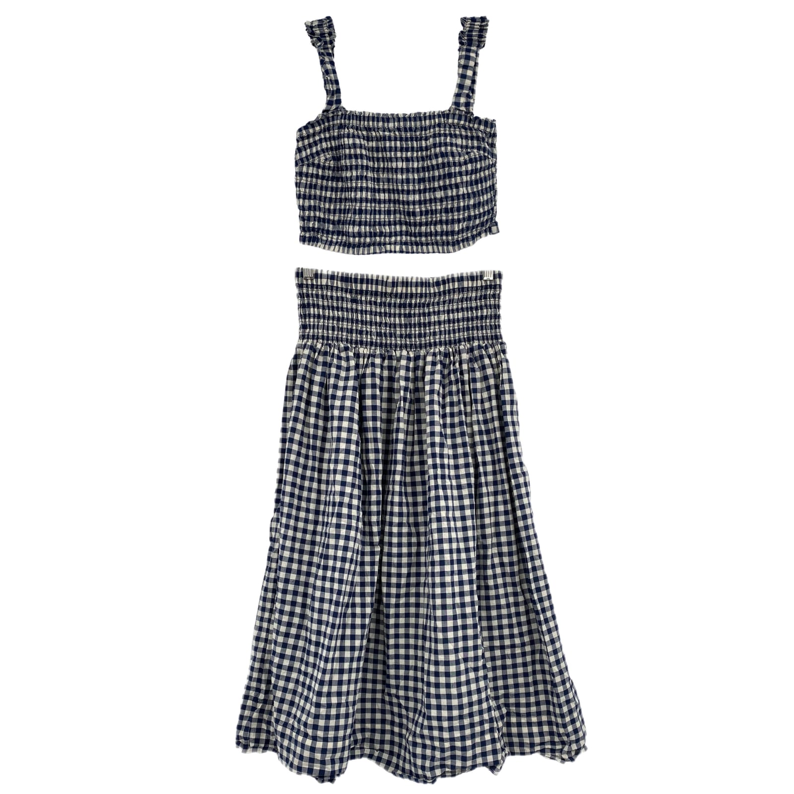 Industry Navy Blue and White Gingham Skirt Set