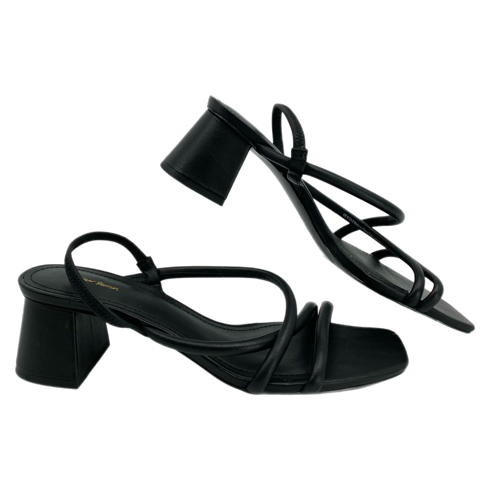 & Other Stories Black Strappy Block Heel Sandals