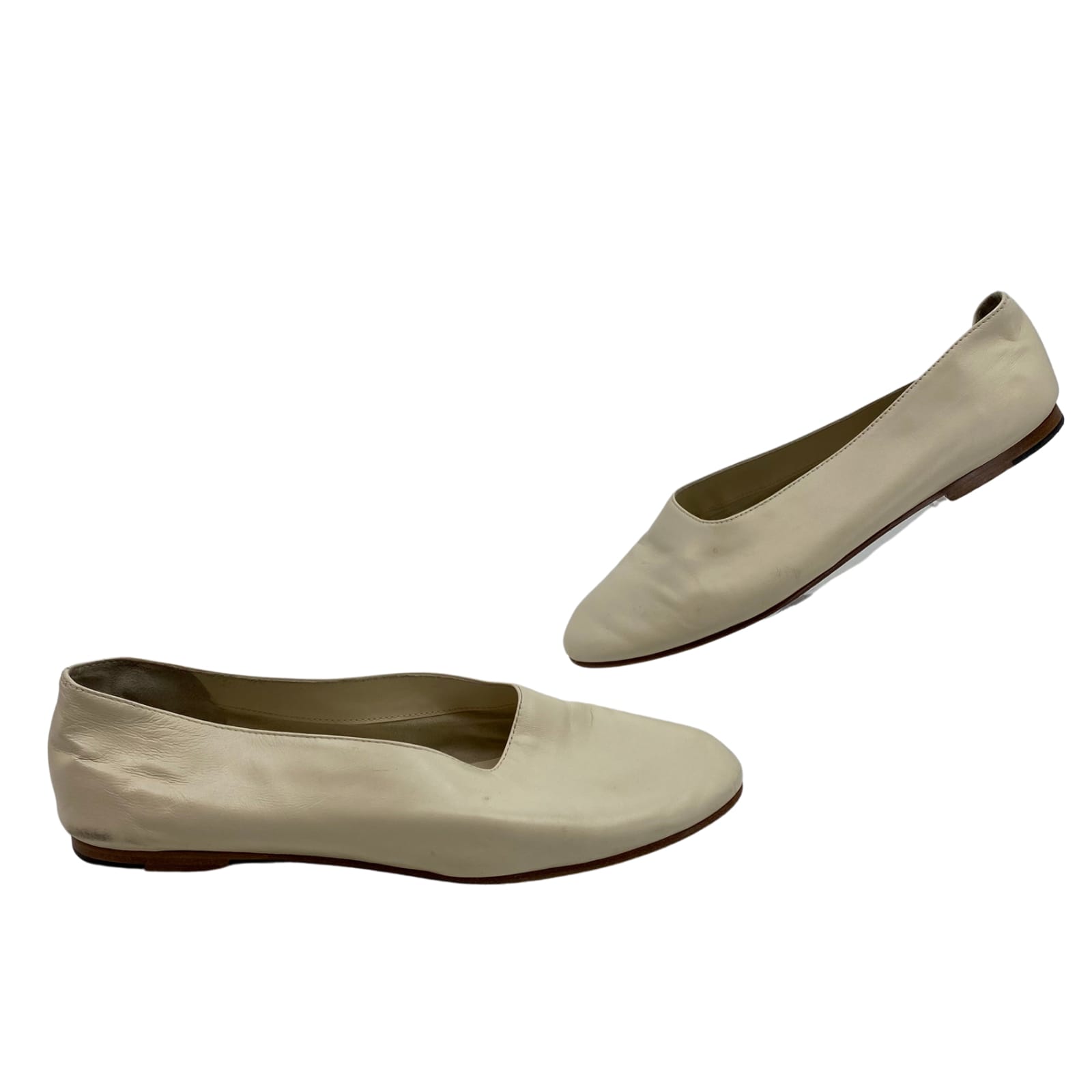 Vince Cream Leather Flat Loafers