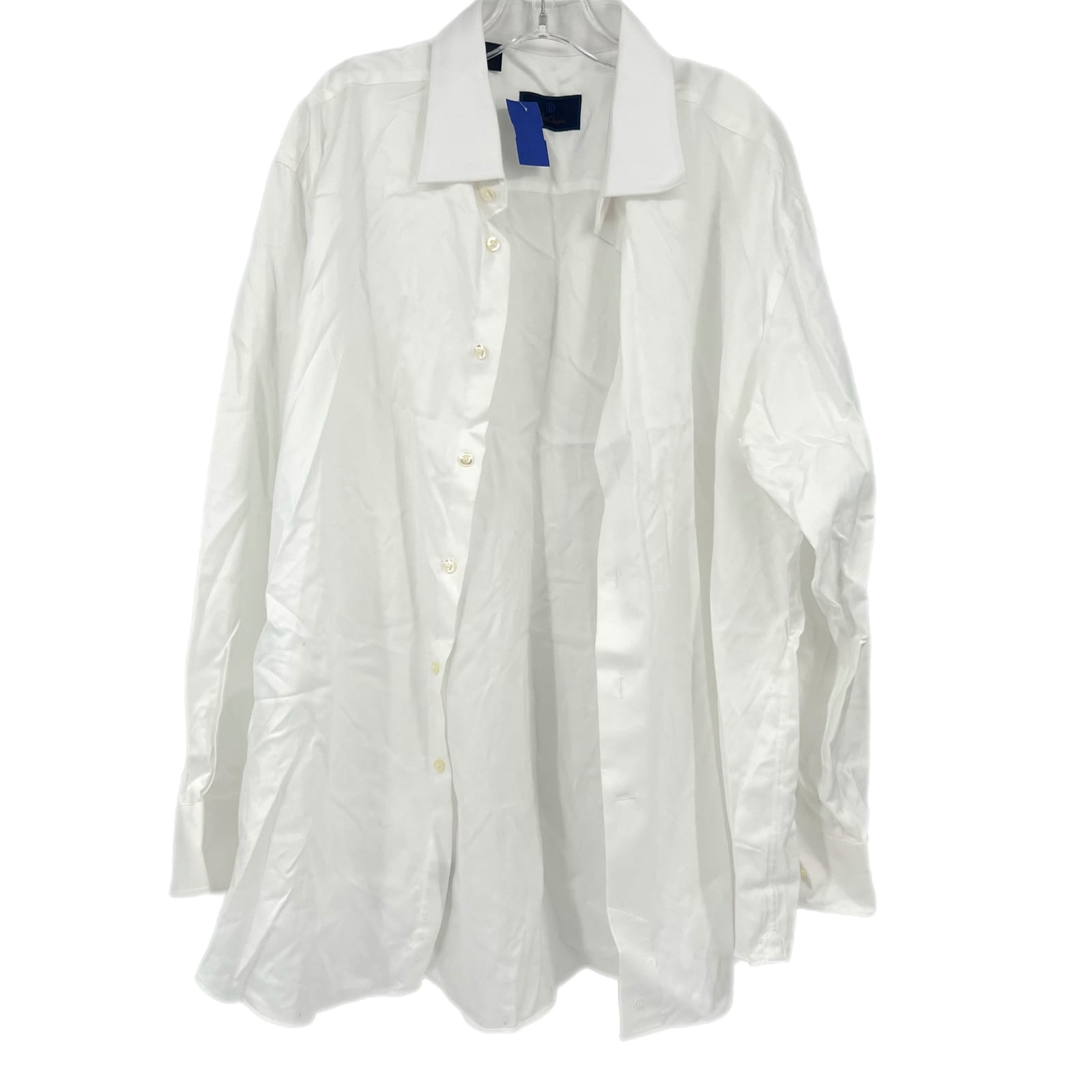 David Donahue White 100% Cotton Long Sleeve Button-Up Shirt