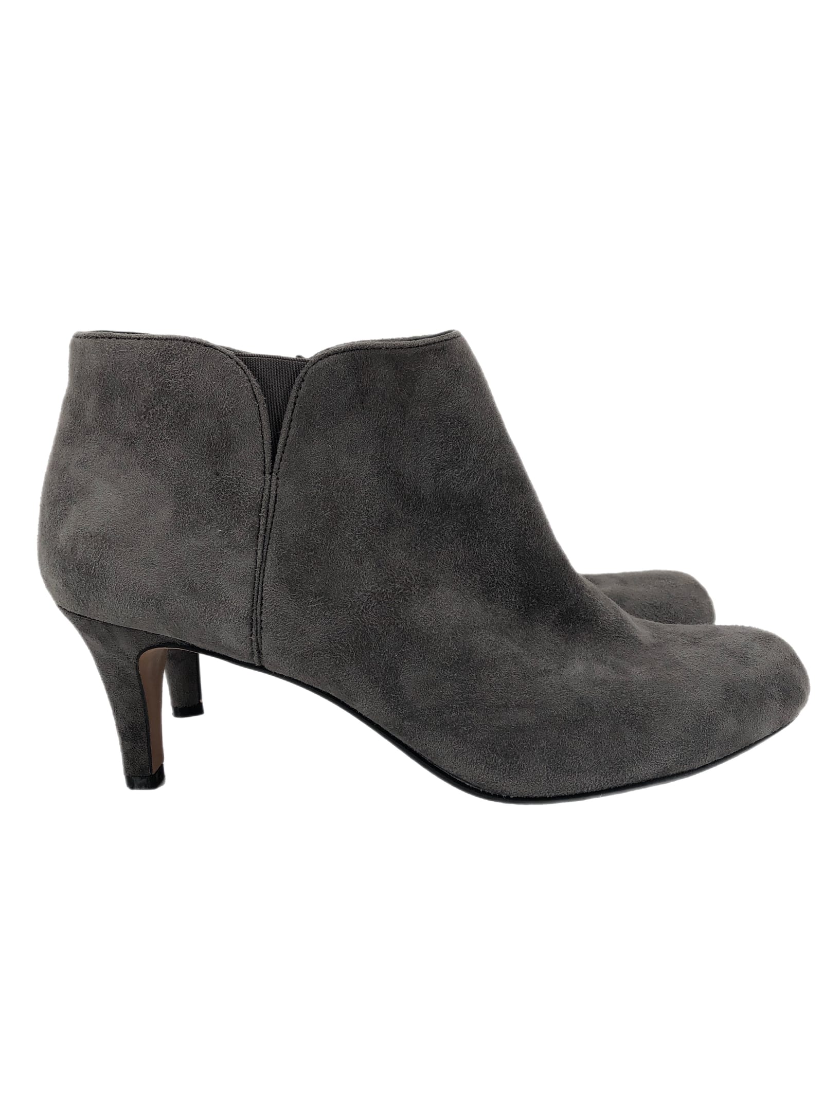 Clarks Gray Leather Heeled Boots
