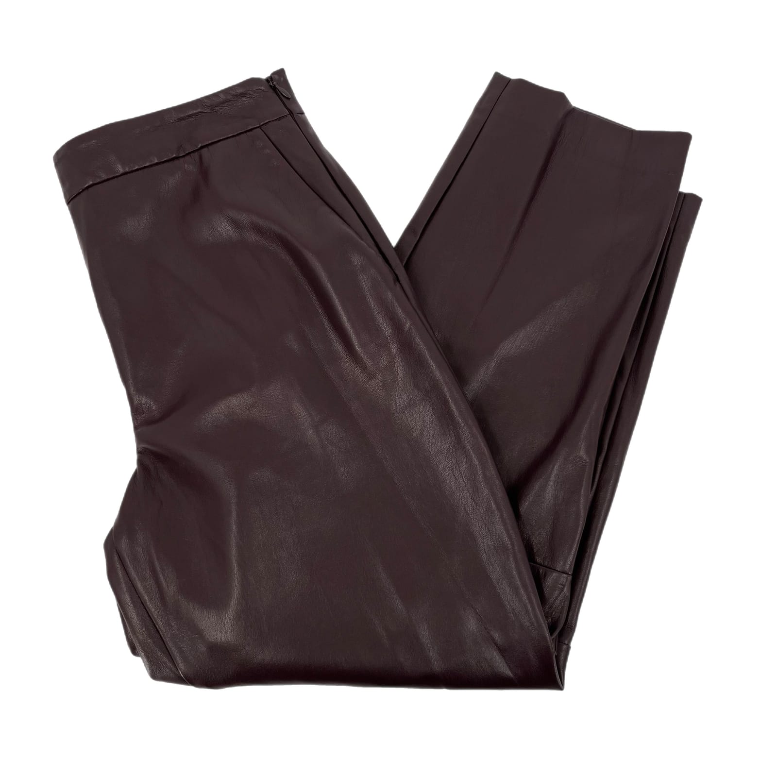 Babaton Brown High Rise Faux Leather Trousers