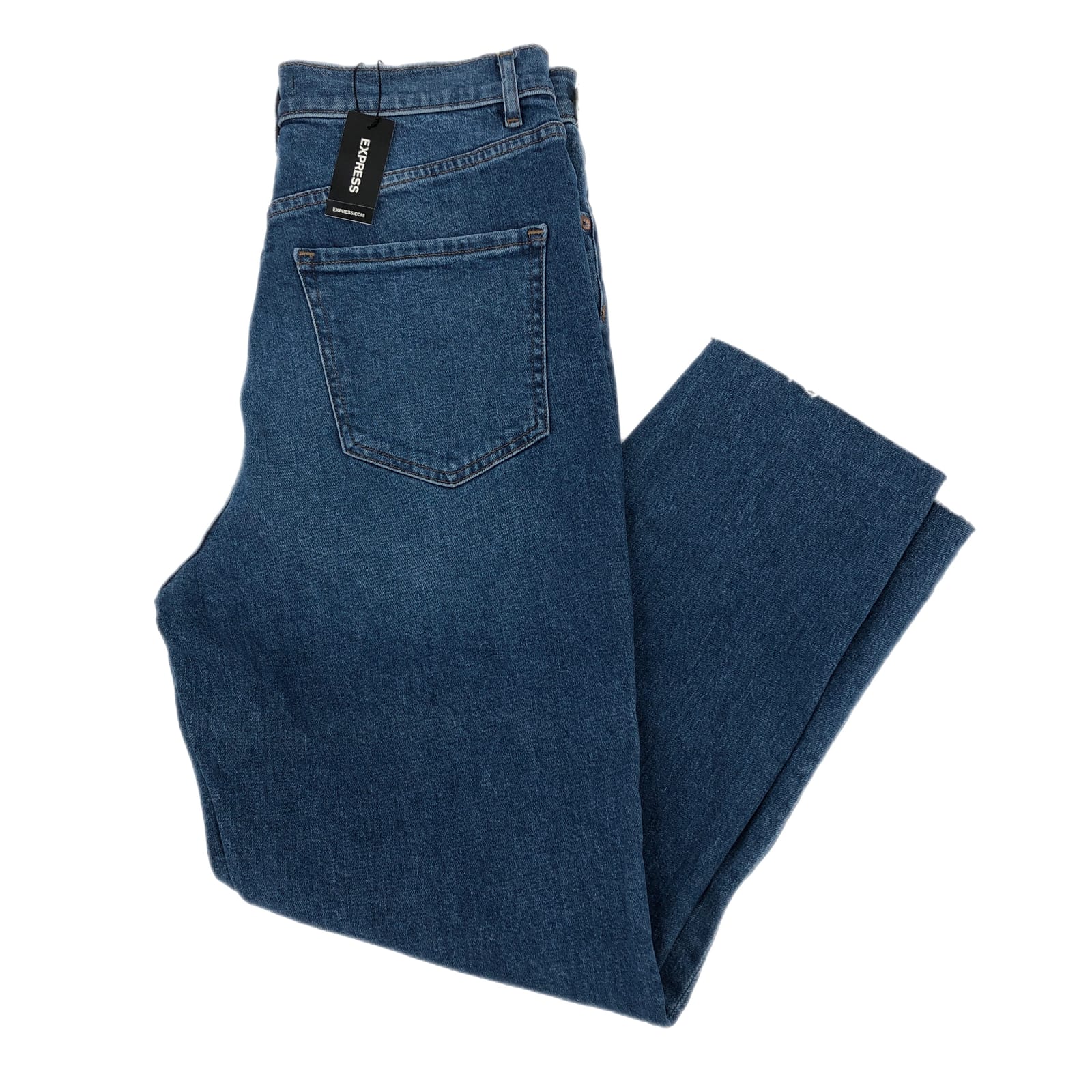 Express Blue High Rise Mom Jeans