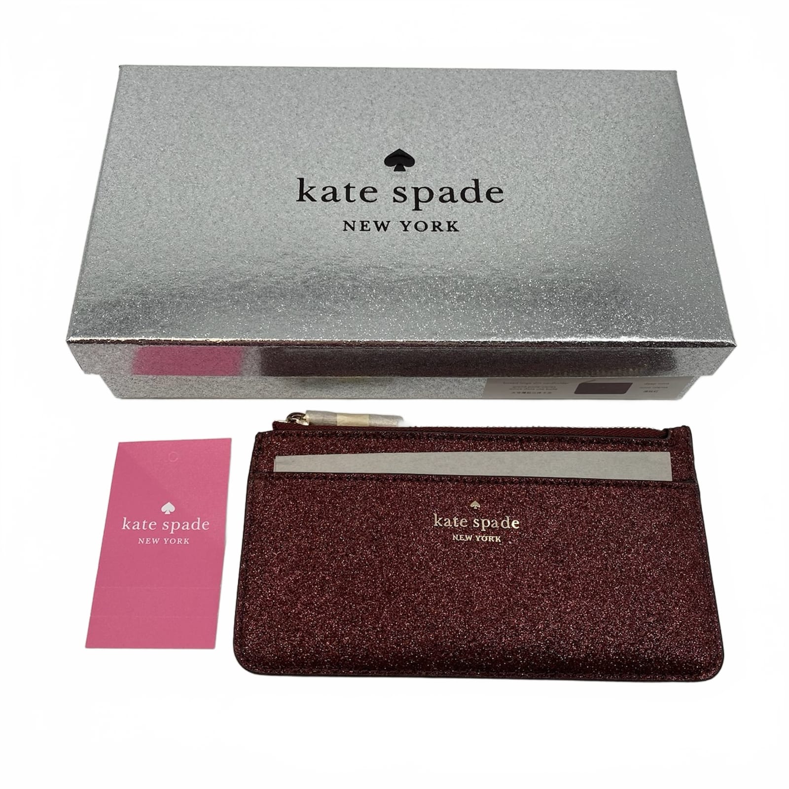 Kate Spade Burgundy Glitter Leather Cardholder