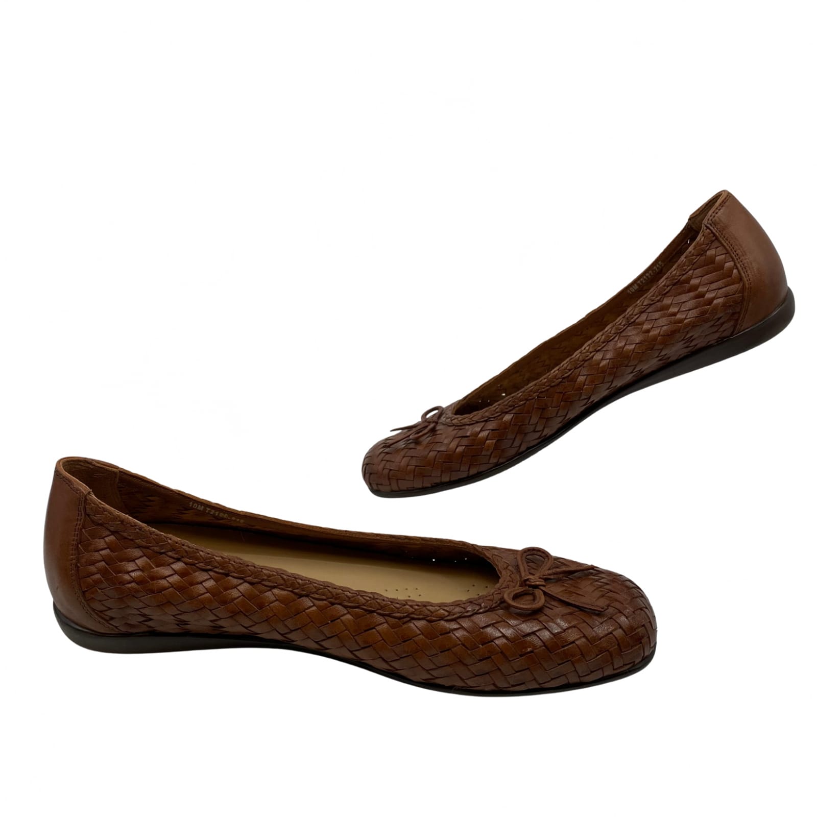 Trotters Brown Leather Woven Flats