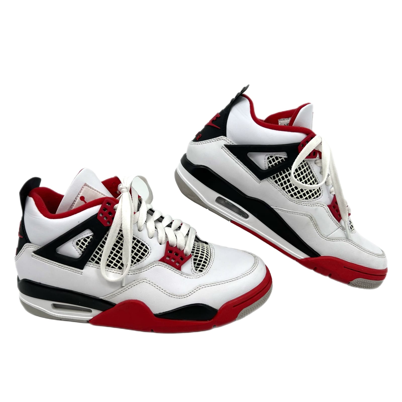 Nike White Lace-Up Fire Red Retro 4 High Top Sneakers