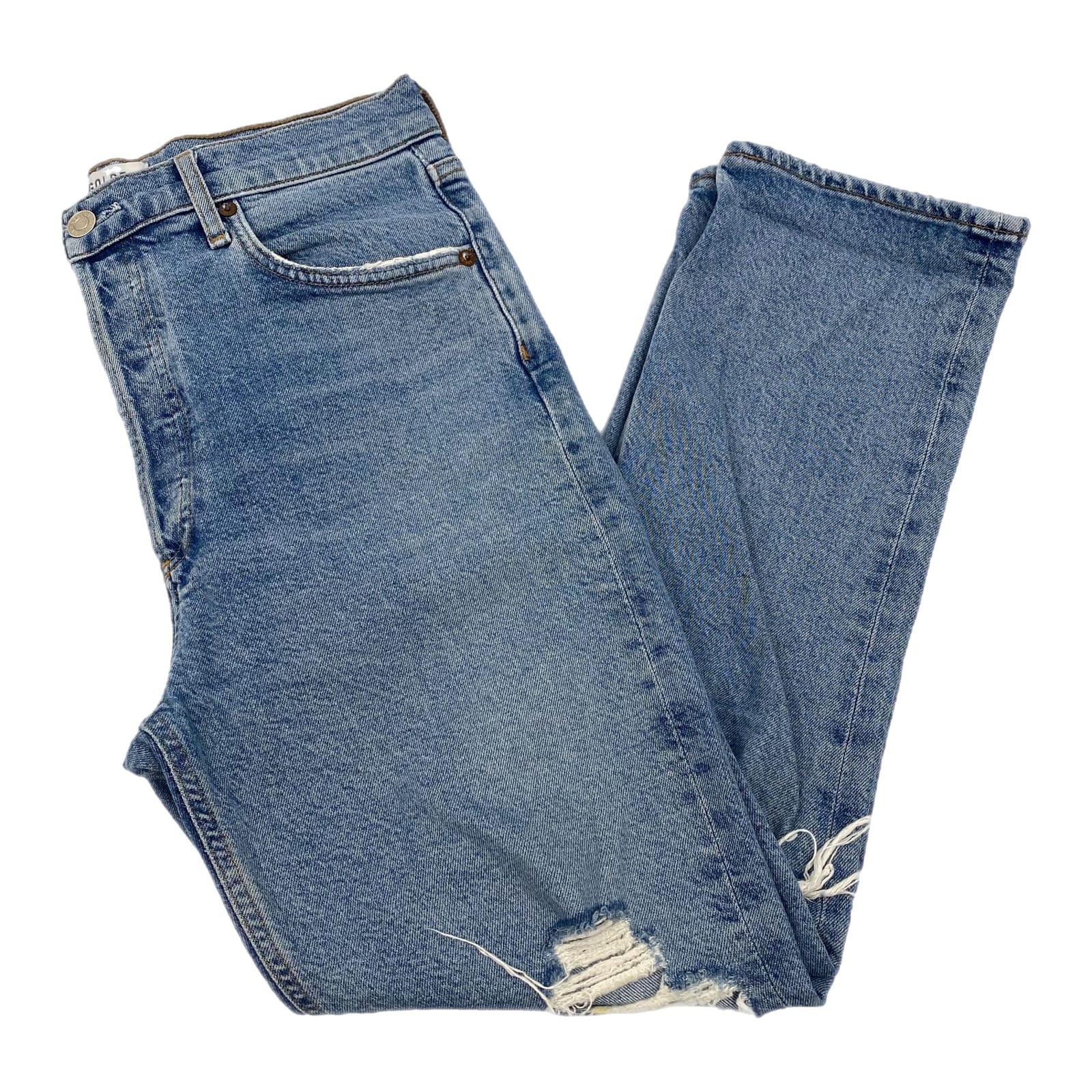 Agolde Blue Light Wash Riley Distressed Jeans