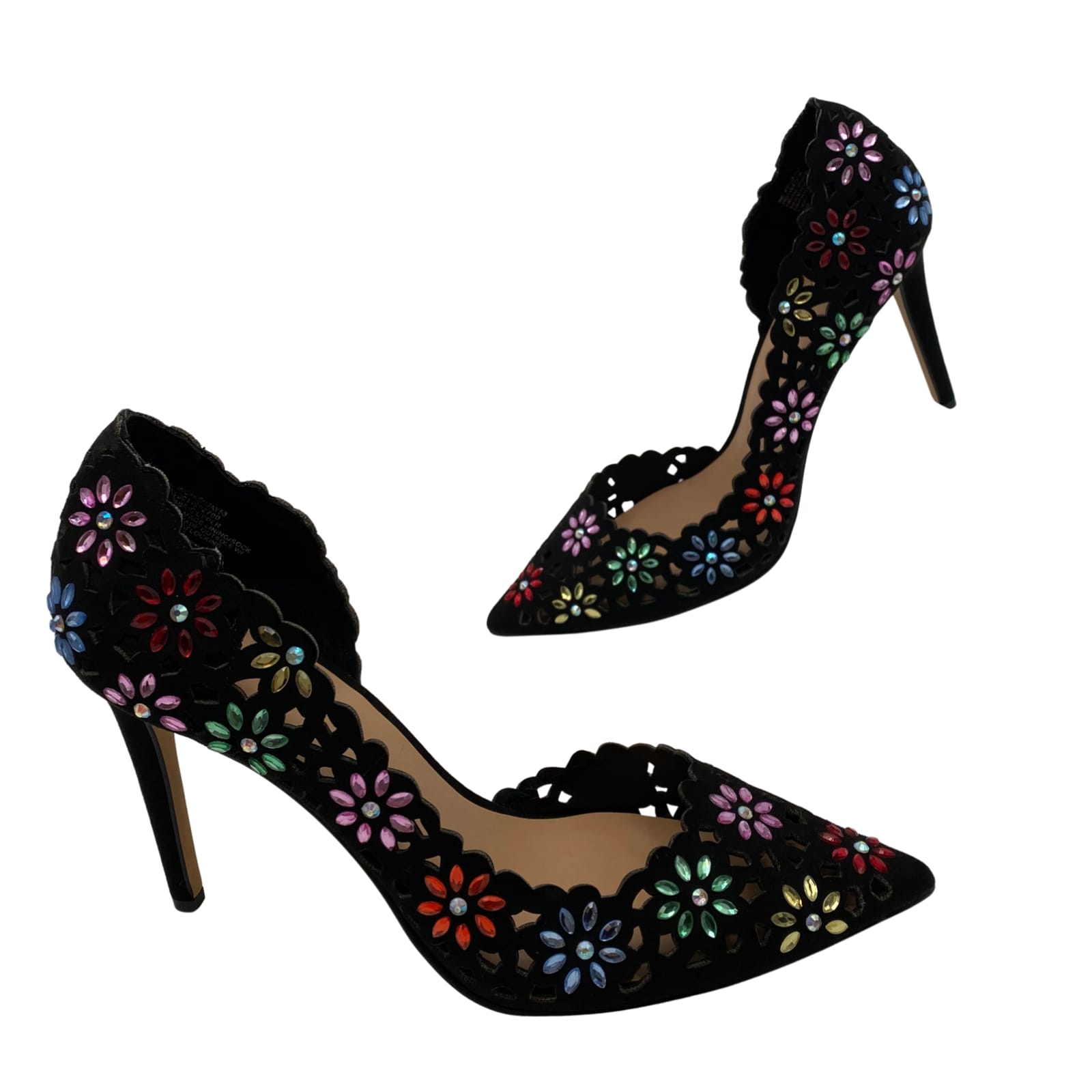 I.N.C Black Floral Rhinestone Heels