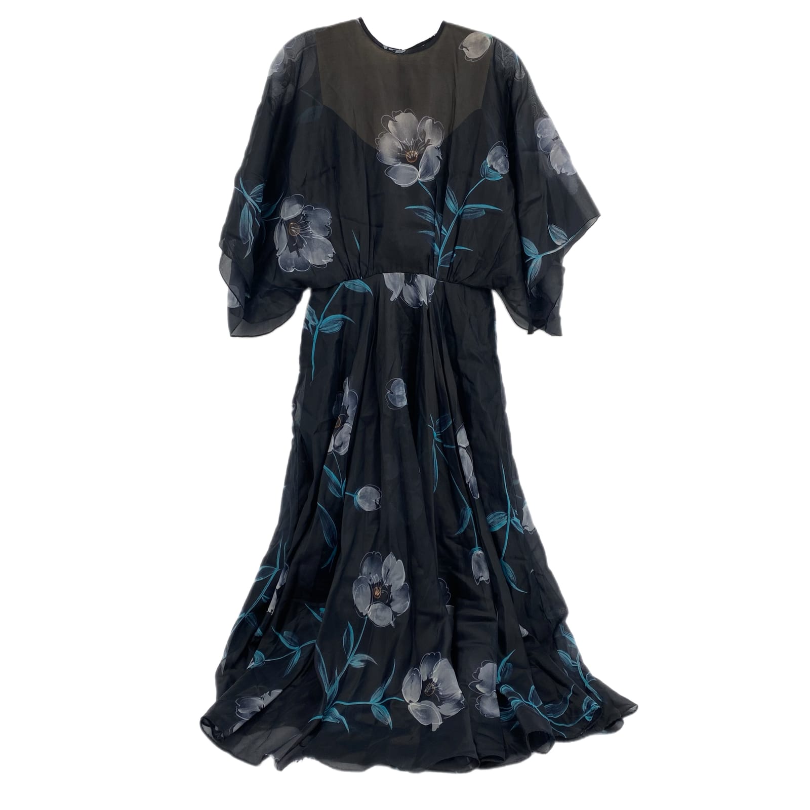 Lilli Diamond Black Blue Vintage Floral Maxi Dress