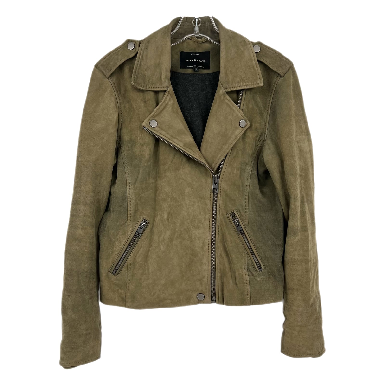 Lucky Brand Green Zip Leather Jacket