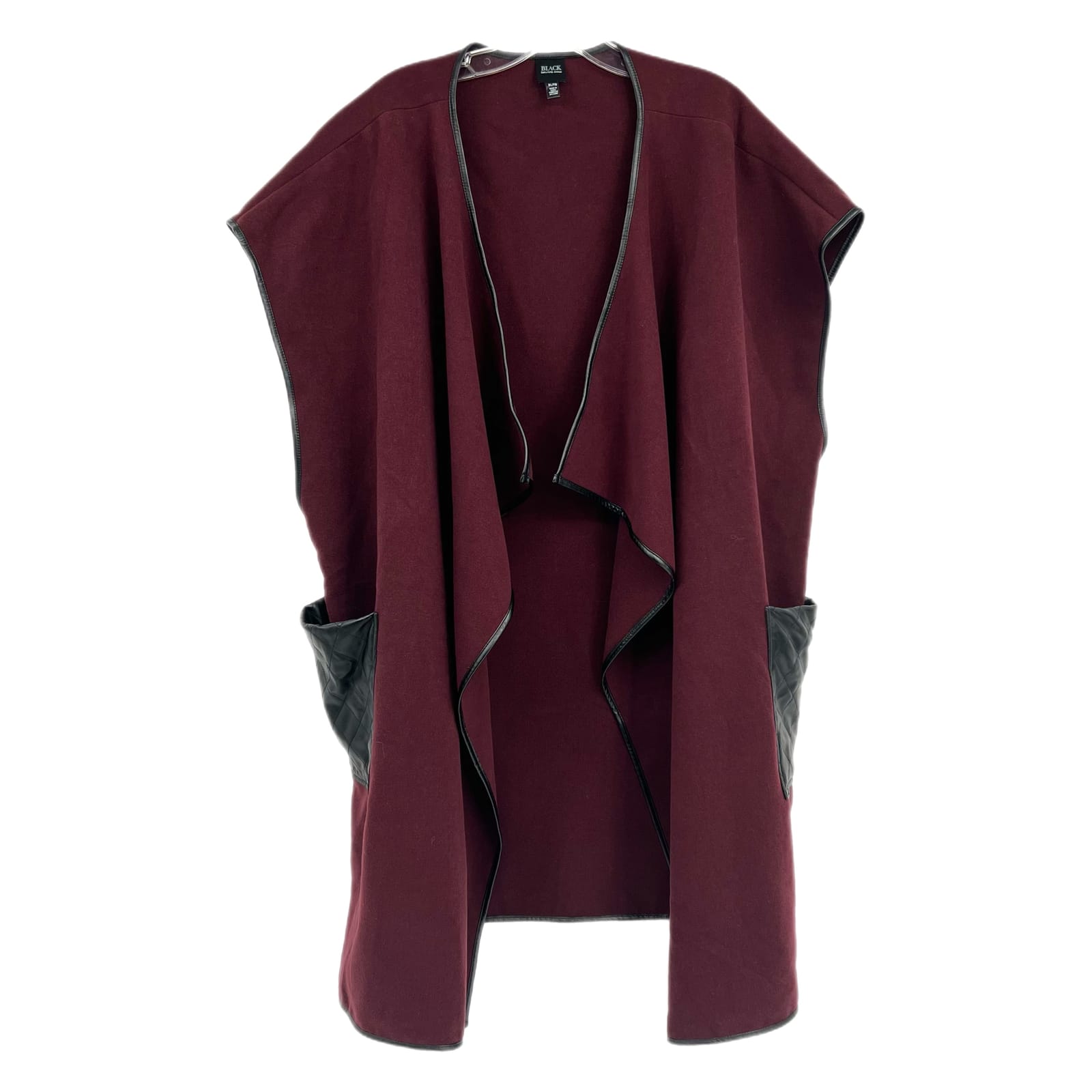 Saks Fifth Avenue Black Label Burgundy and Black Quilted Long Vest