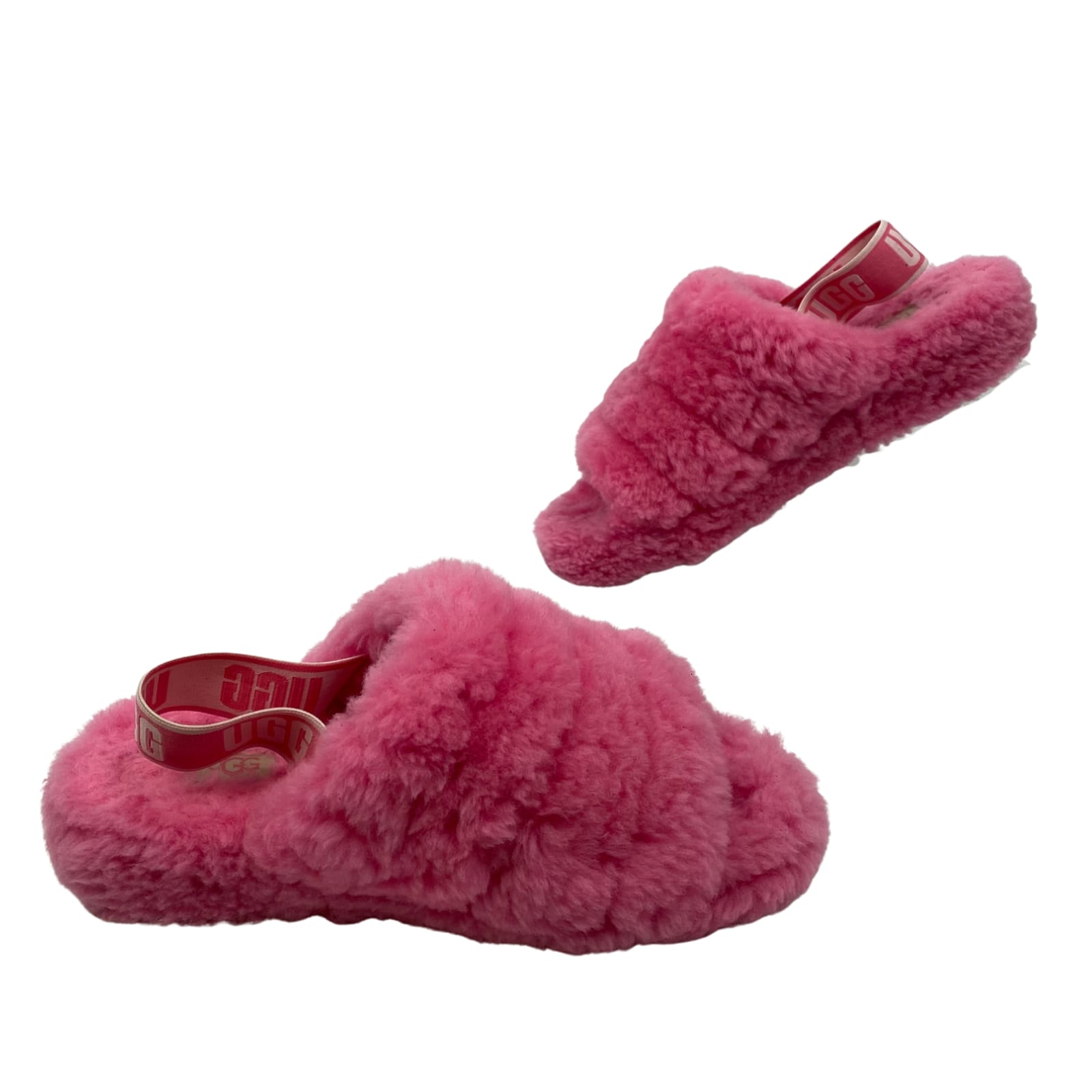 UGG Pink Leather Open Toe Slippers