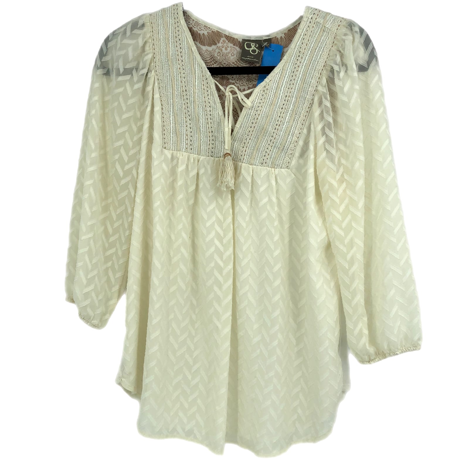 One September Cream V-Neck Blouse