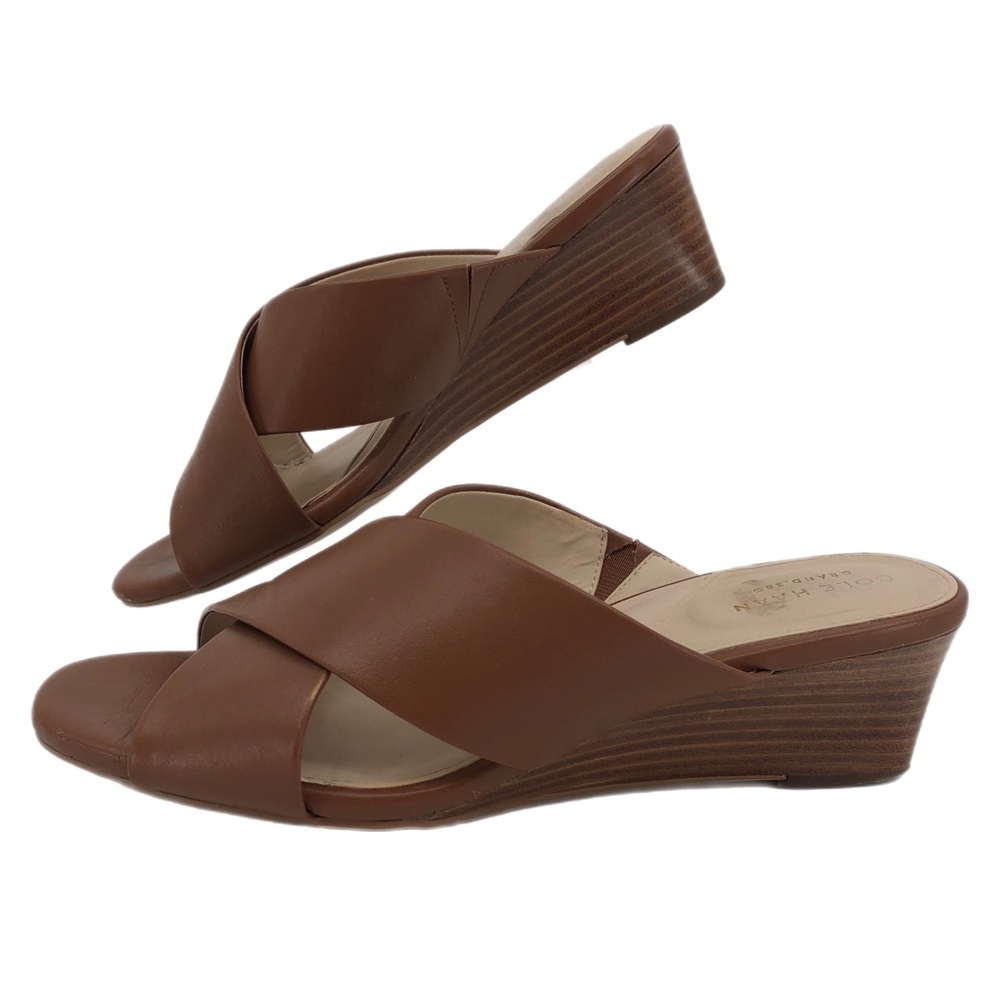 Cole Haan Tan Leather Strappy Wedges