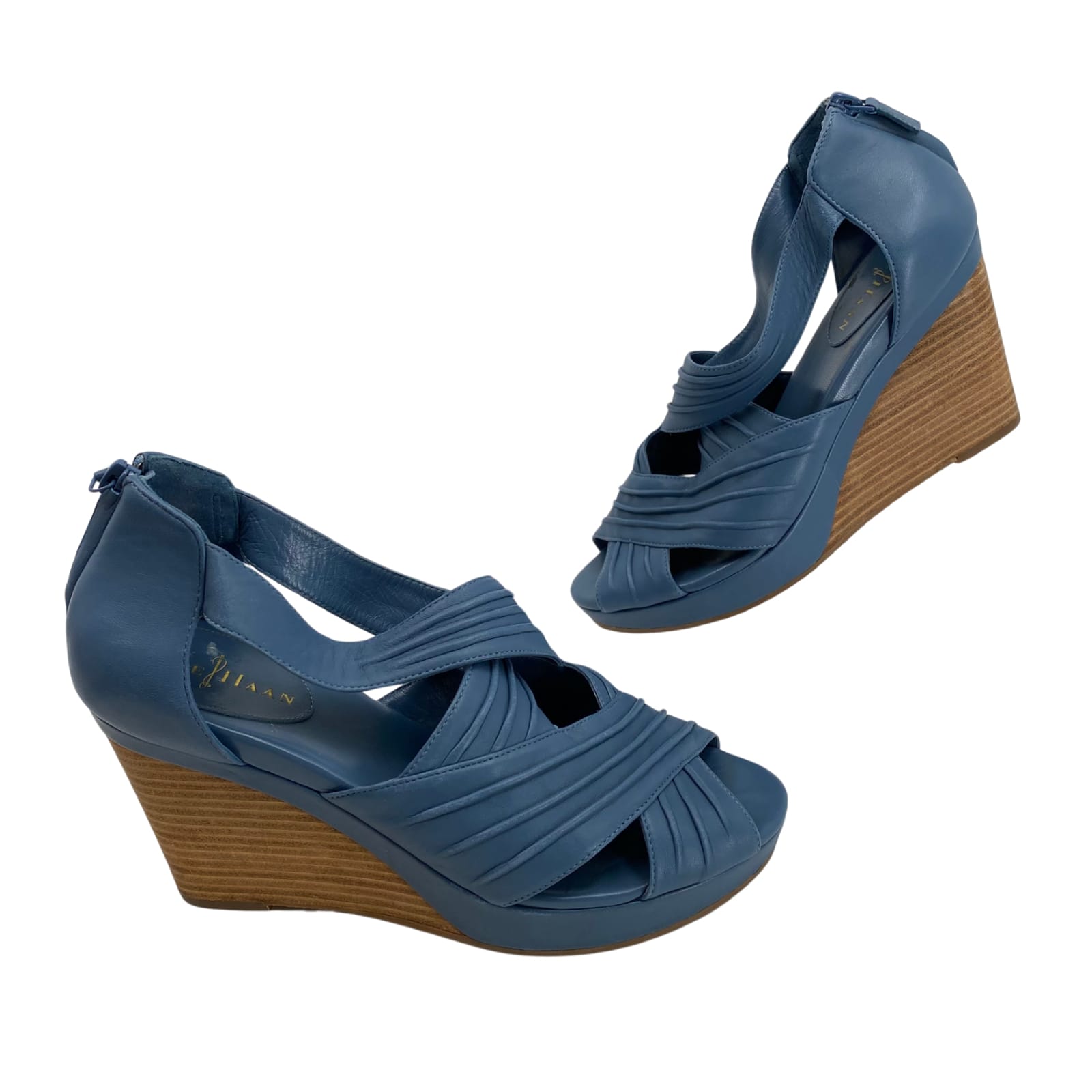 Cole Haan Blue Leather Wedge Heels
