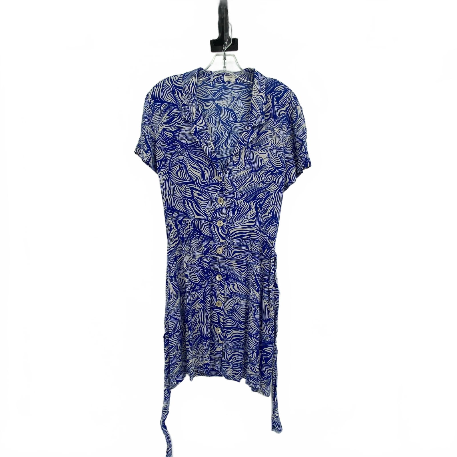 Wilfred White/Blue Swirl Print Midi Dress