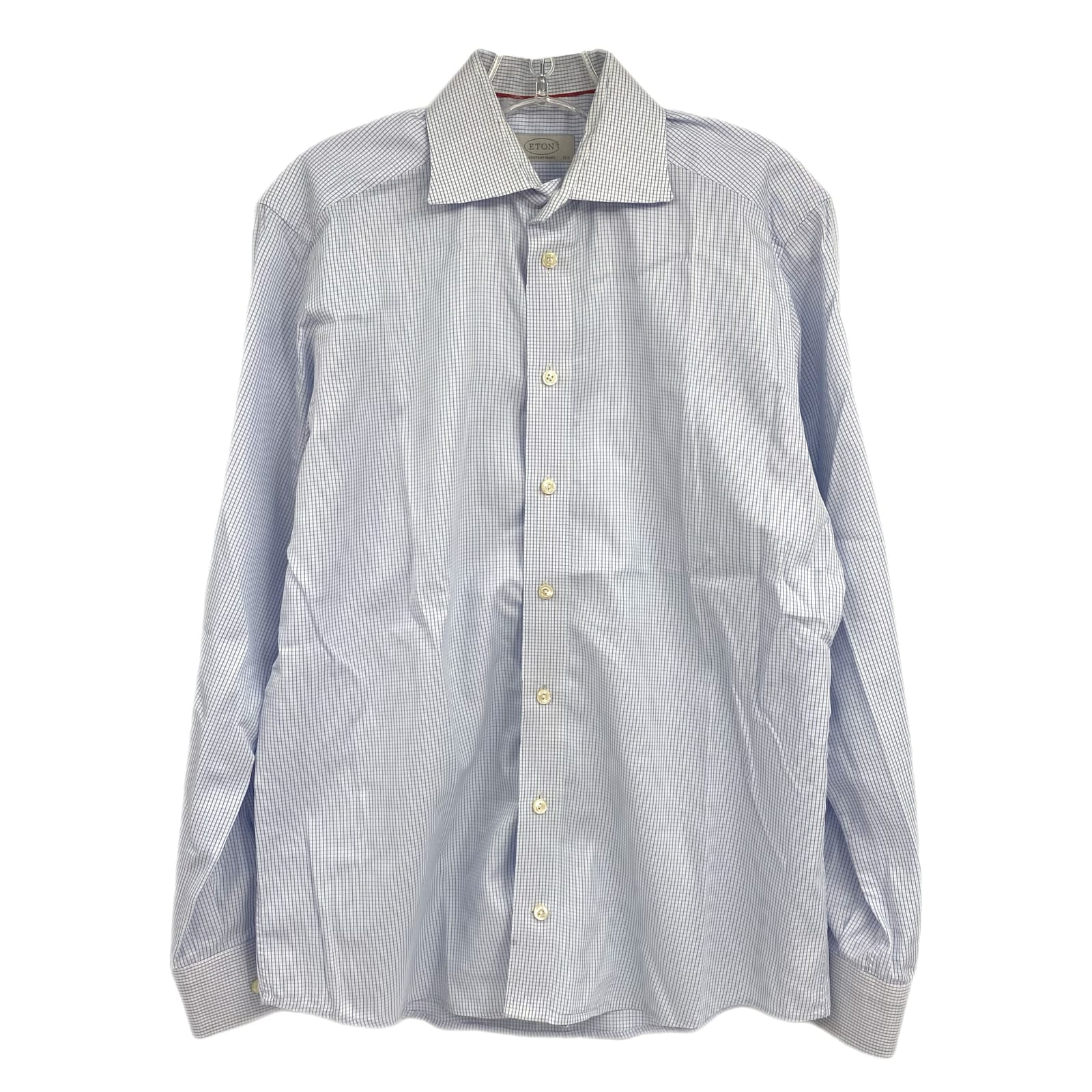Eton White Blue Grid Long Sleeve Dress Shirt