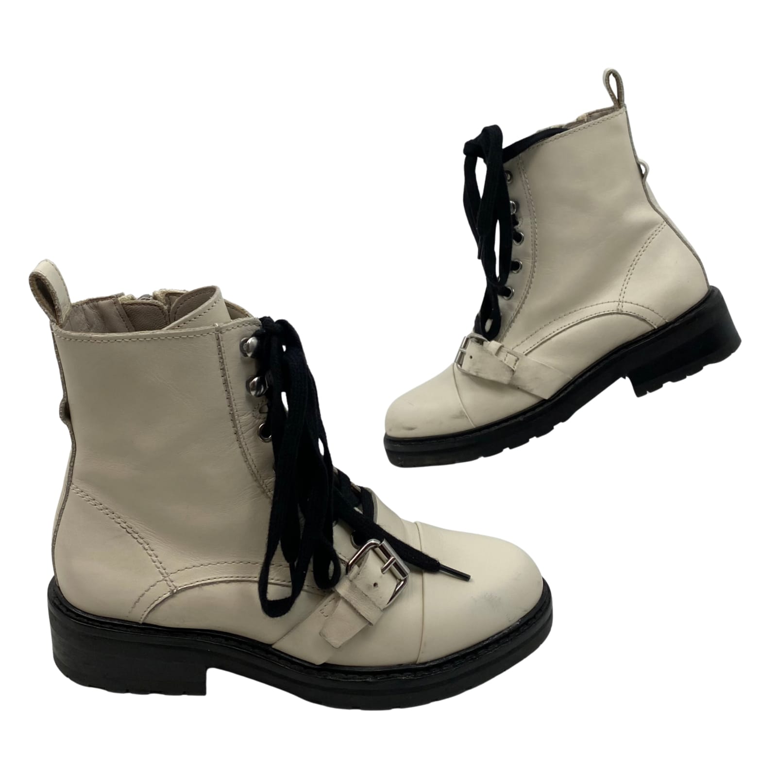 All Saints Beige Leather Combat Boots