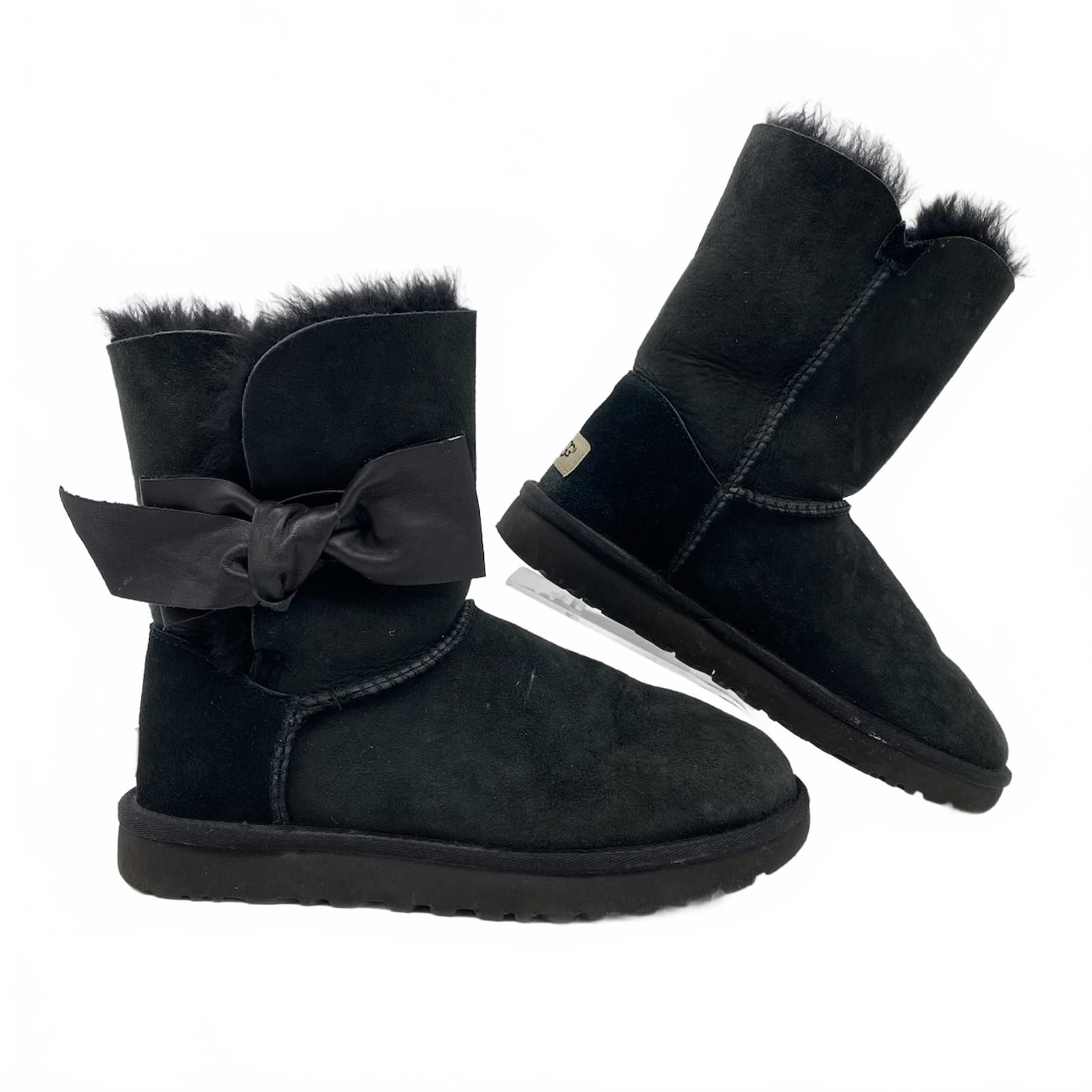 UGG Black Suede Bow Booties