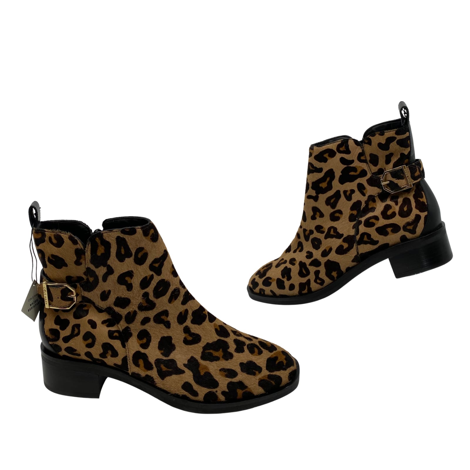 Cole Haan Brown Animal Print Mohair Booties