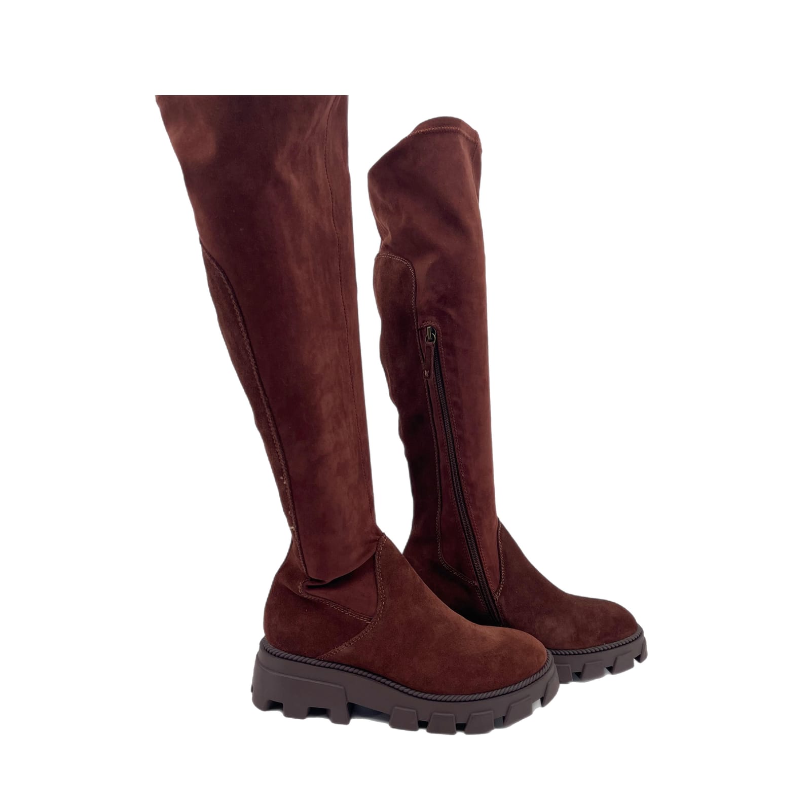 Kelsi Dagger Brown Suede Over the Knee Boots