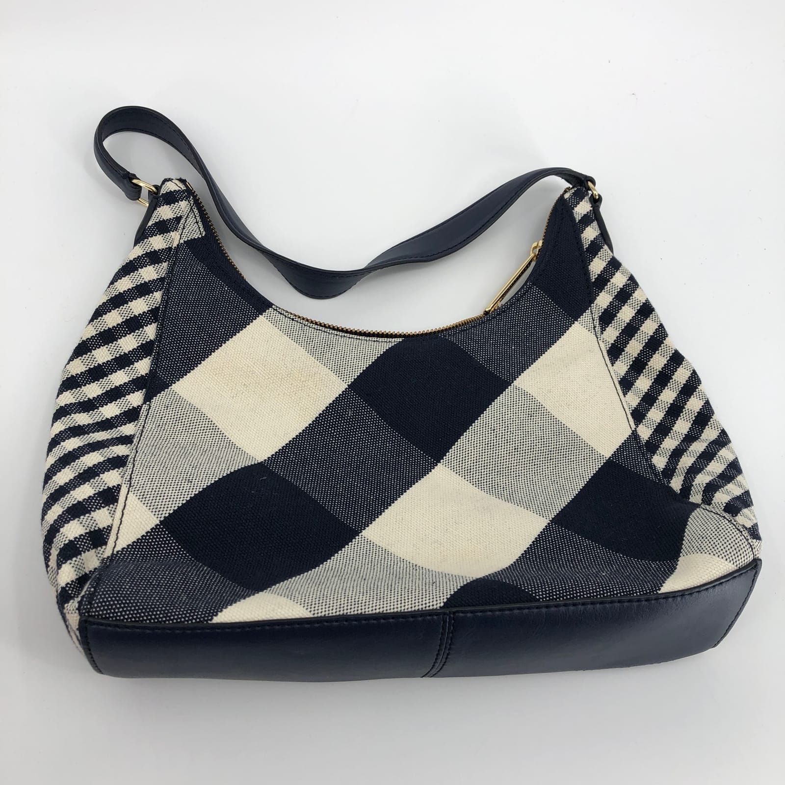 Talbots White & Blue Plaid Shoulder Bag